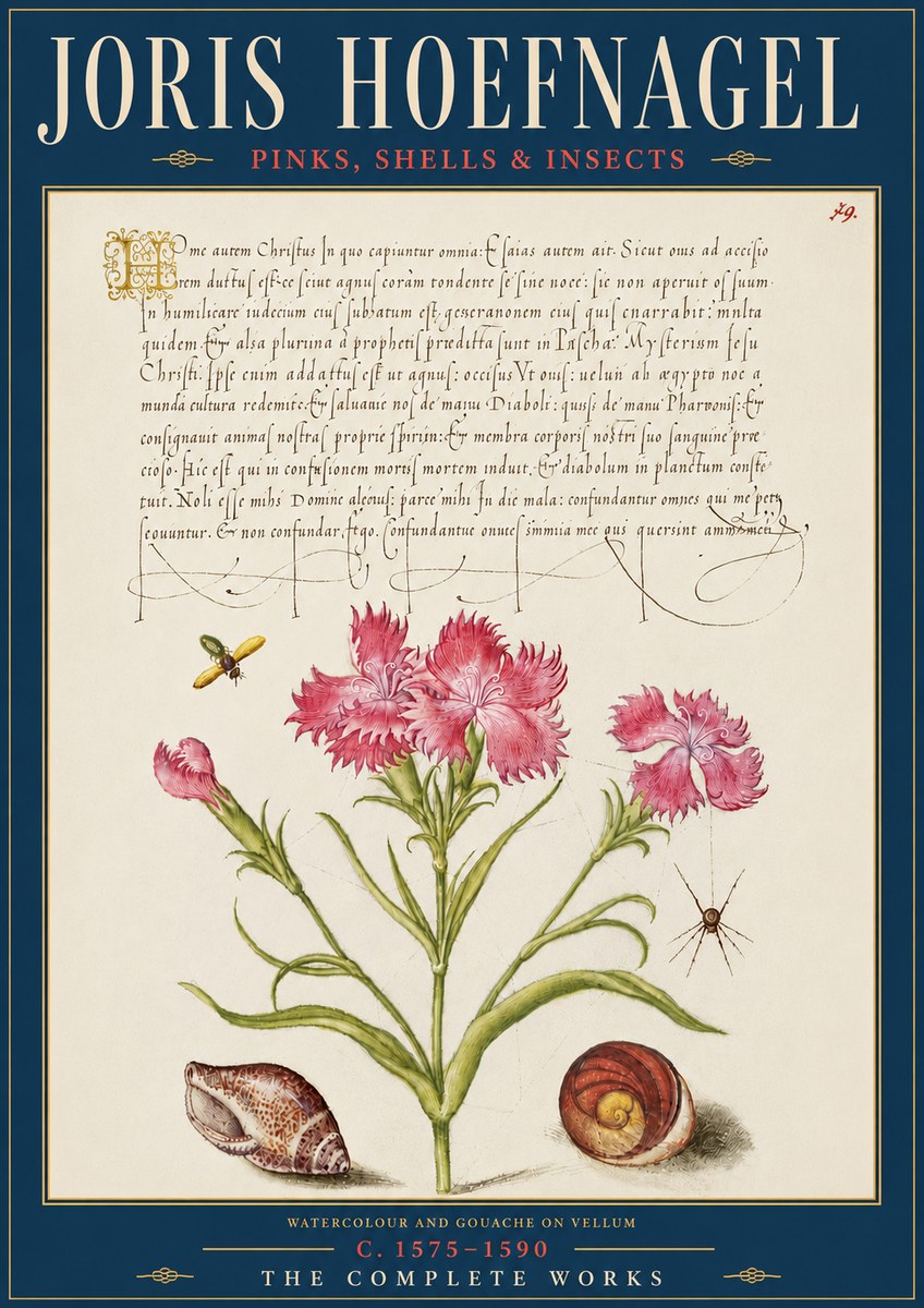 Joris Hoefnagel Pinks, Shells & Insects No5 - Póster