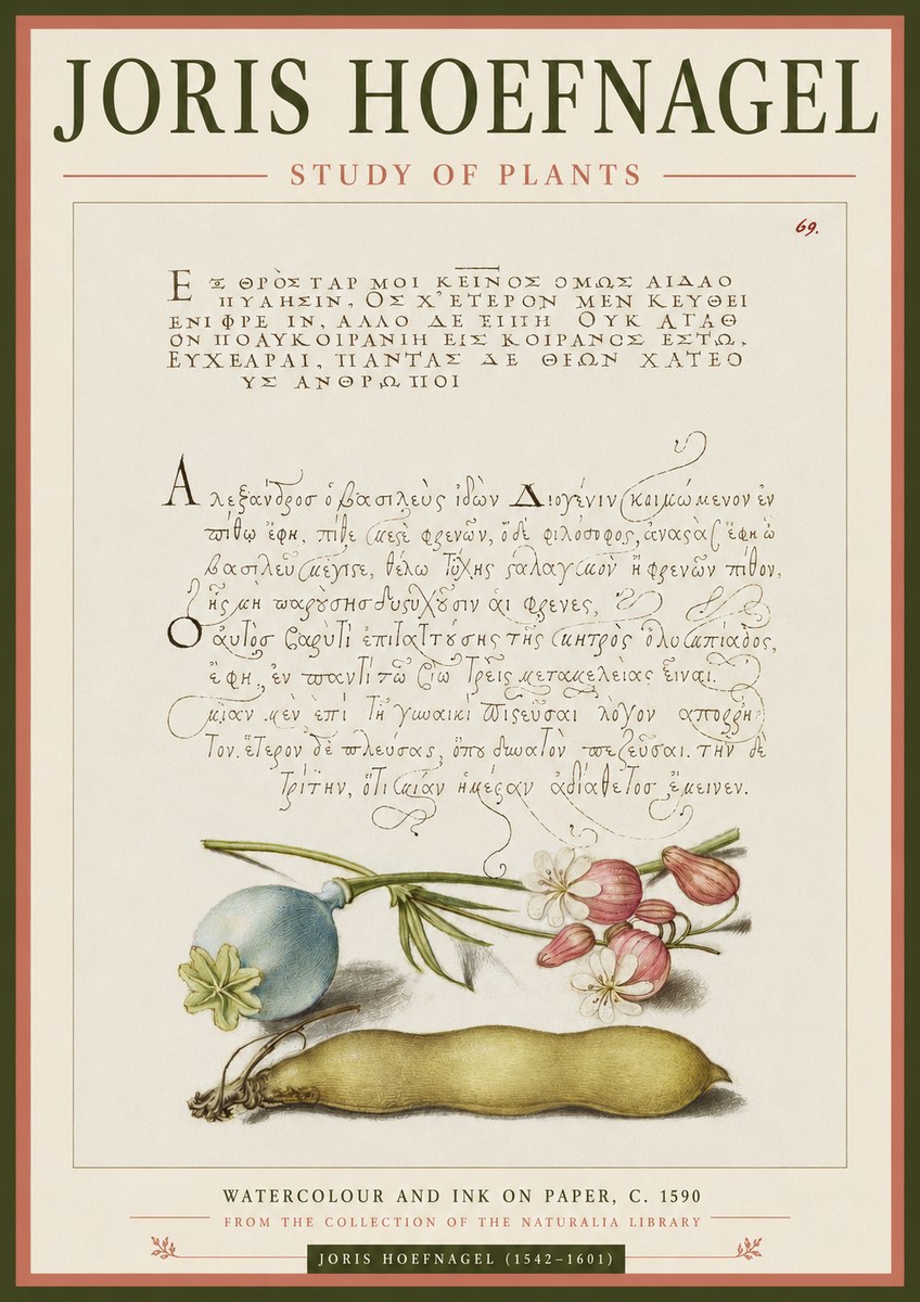 Joris Hoefnagel Study of Plants I No3 - Póster