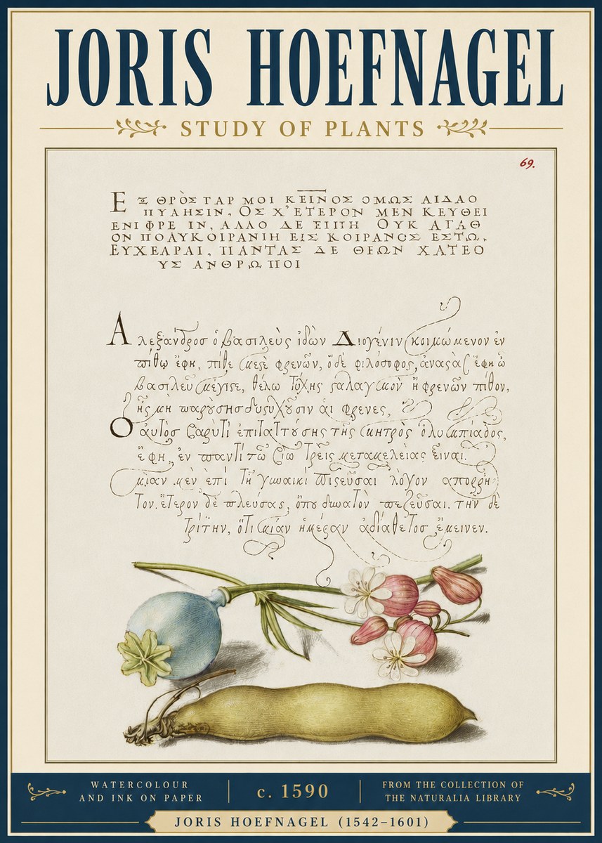 Joris Hoefnagel Study of Plants I No4 - Póster