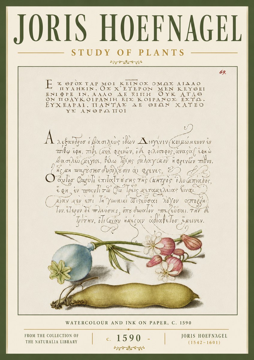 Joris Hoefnagel Study of Plants I No6 - Póster