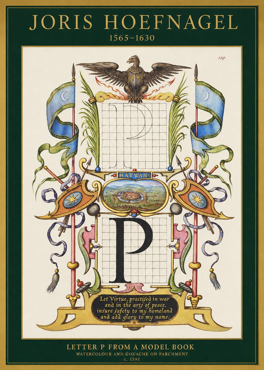 Joris Hoefnagel Letter P from a Model Book No1 - Póster