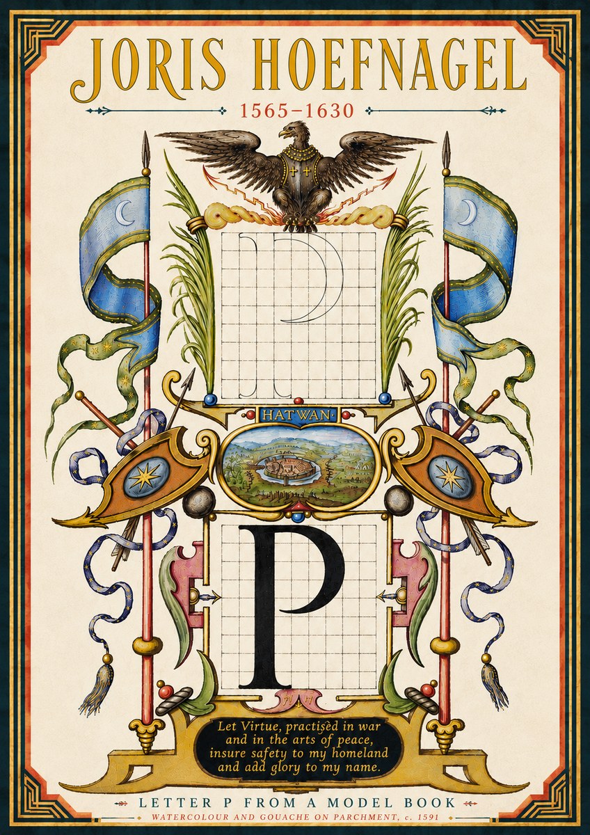 Joris Hoefnagel Letter P from a Model Book No6 - Póster