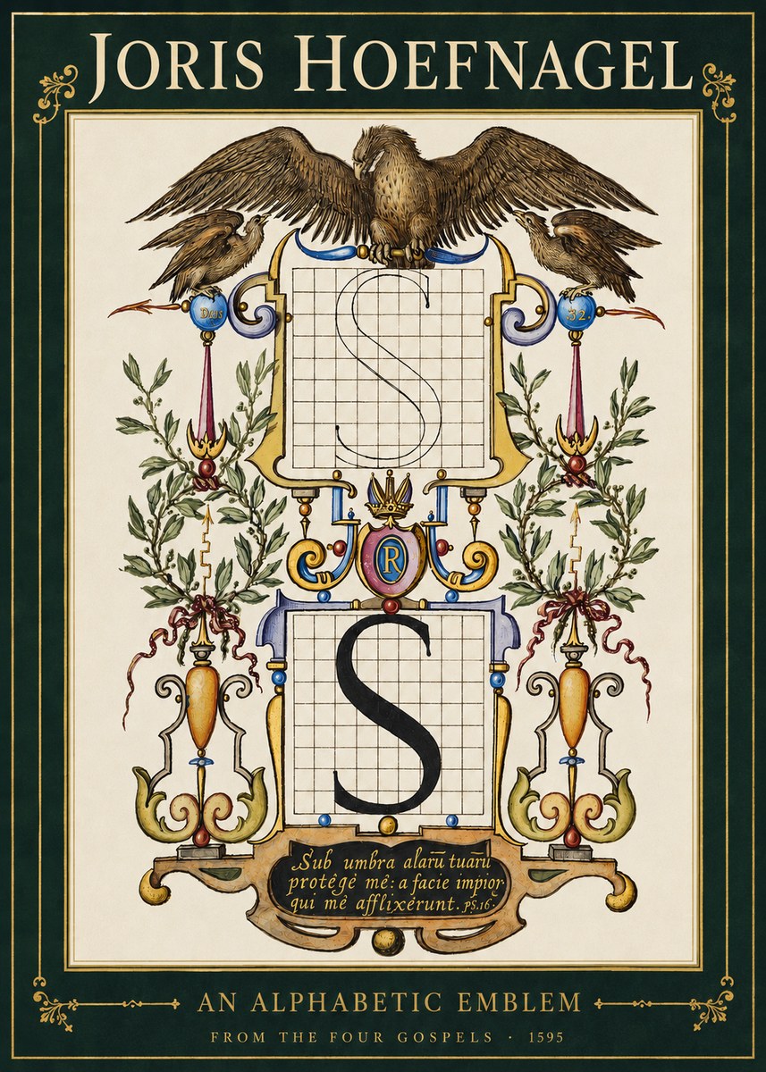 Joris Hoefnagel An Alphabetic Emblem from the Four Gospels No3 - Póster