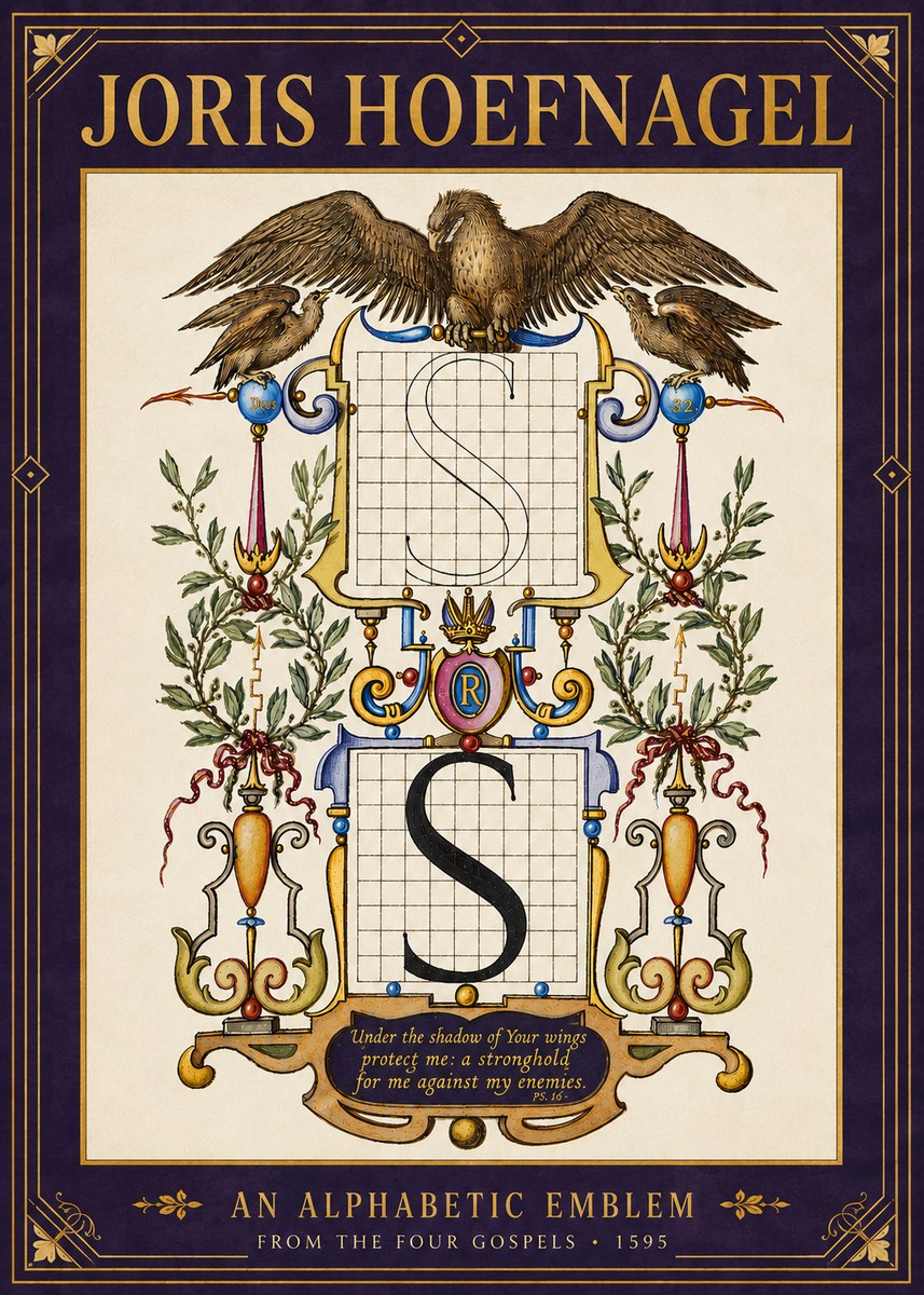 Joris Hoefnagel An Alphabetic Emblem from the Four Gospels No6 - Póster