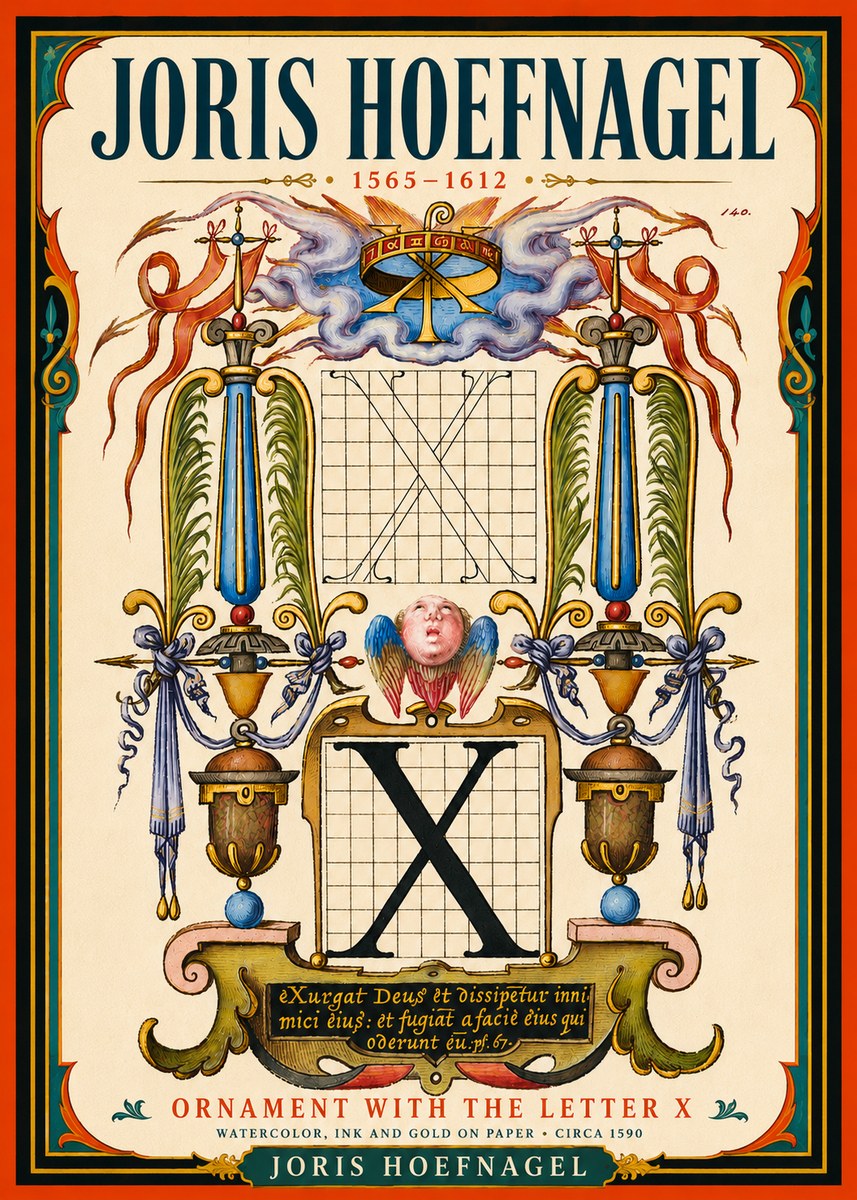 Joris Hoefnagel Ornament with the Letter X No5 - Póster