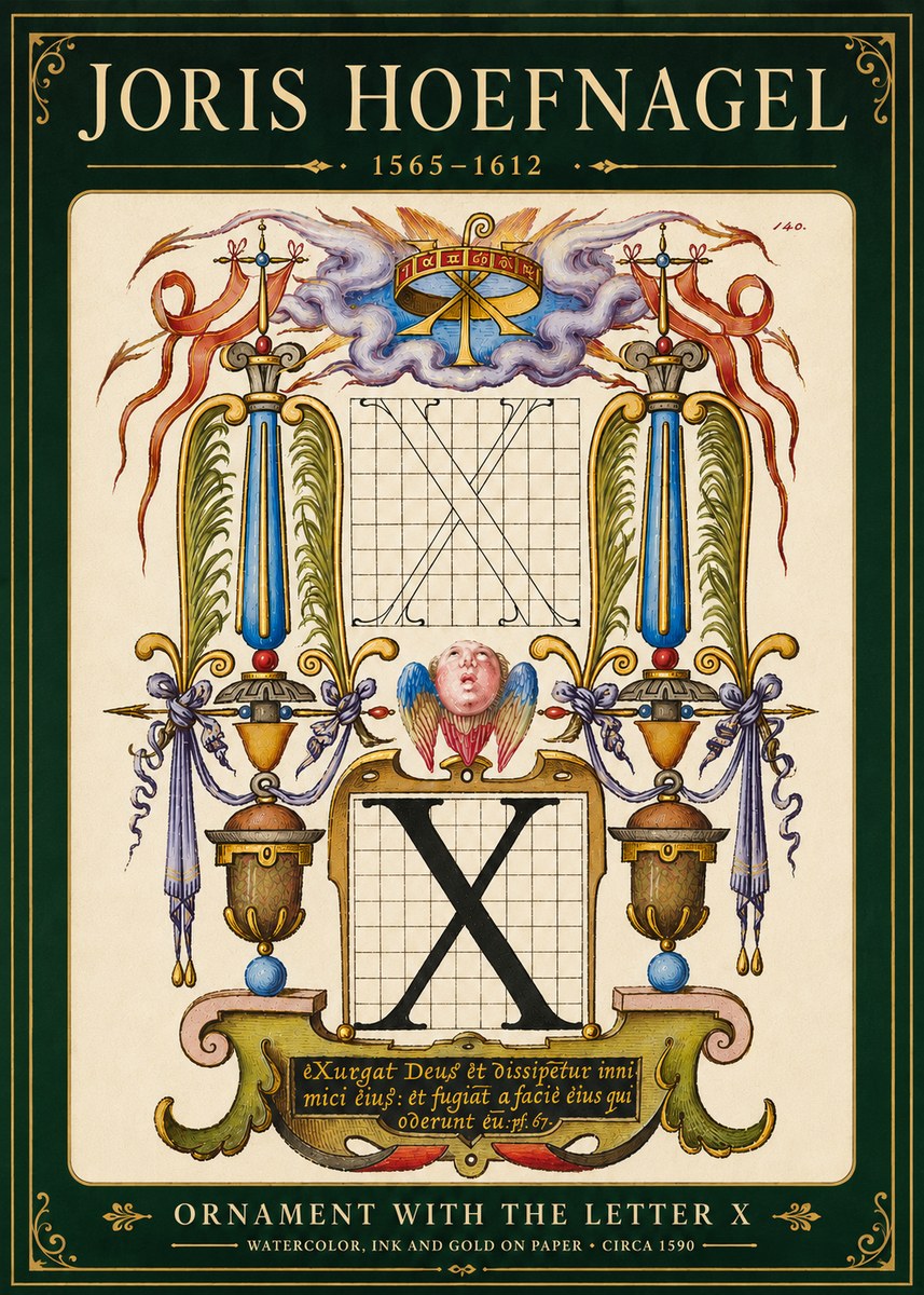 Joris Hoefnagel Ornament with the Letter X No6 - Póster