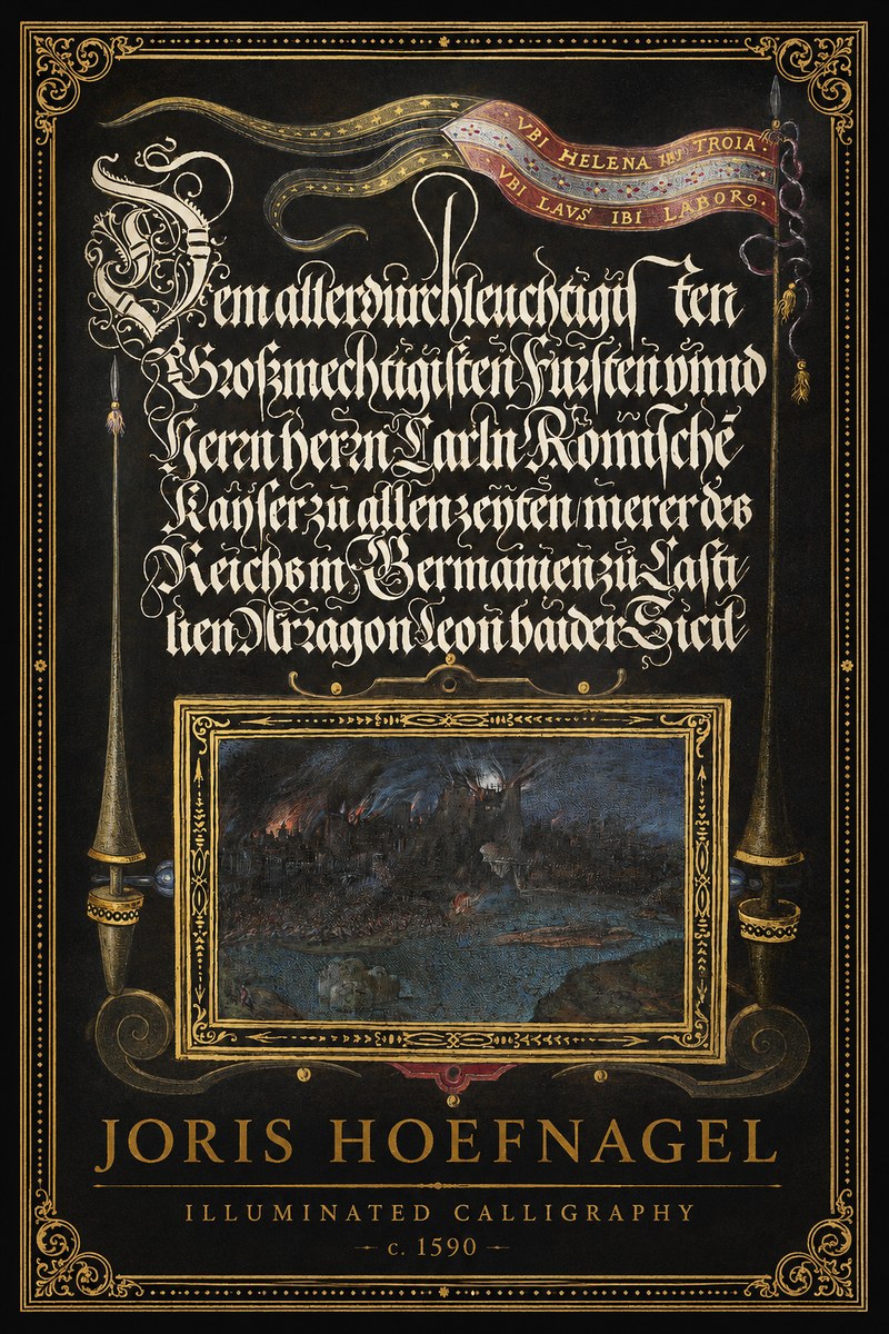 Joris Hoefnagel Illuminated Calligraphy No1 - Póster