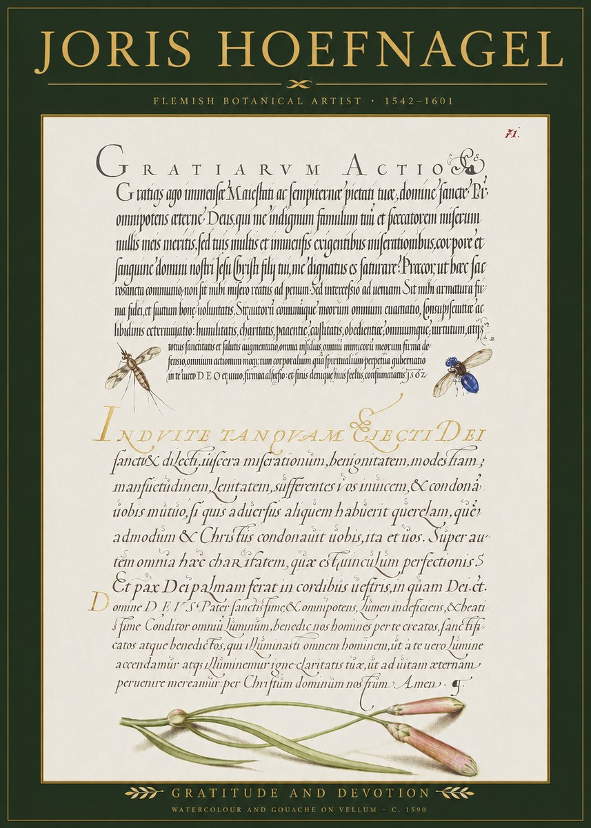 Joris Hoefnagel Thanksgiving to God • Institute for Botanical Studies No3 - Póster