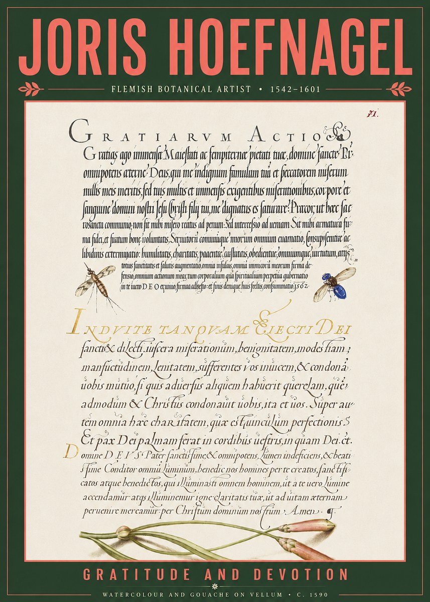 Joris Hoefnagel Thanksgiving to God • Institute for Botanical Studies No5 - Póster