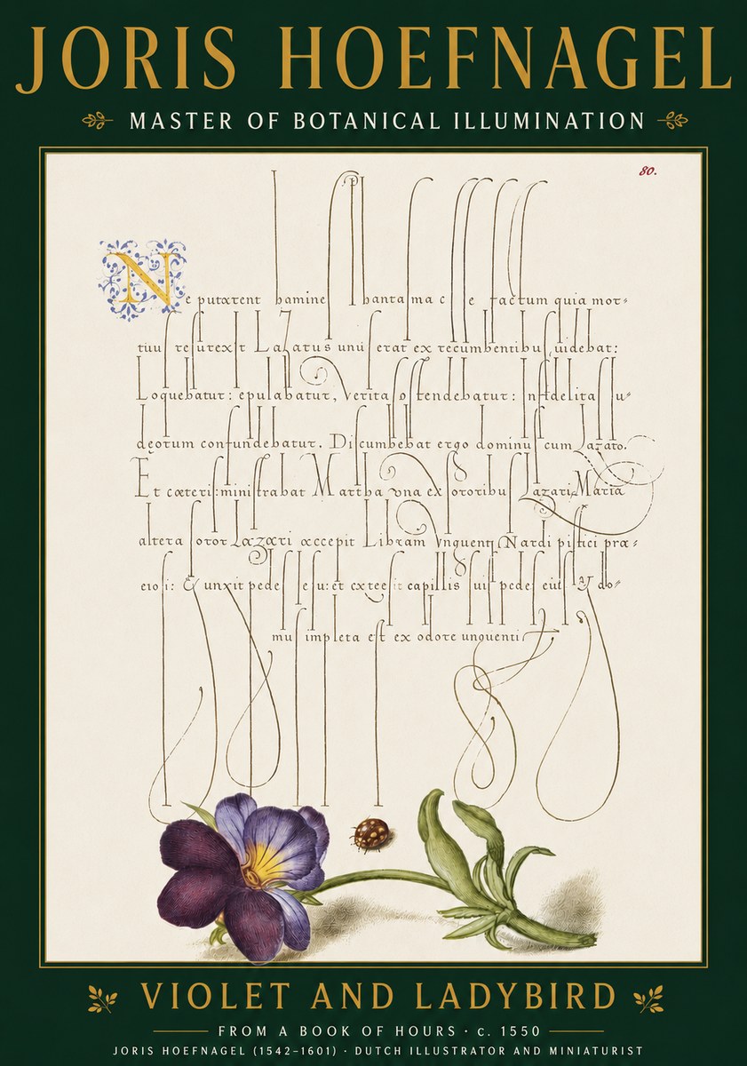 Joris Hoefnagel Violet and Ladybird No4 - Póster
