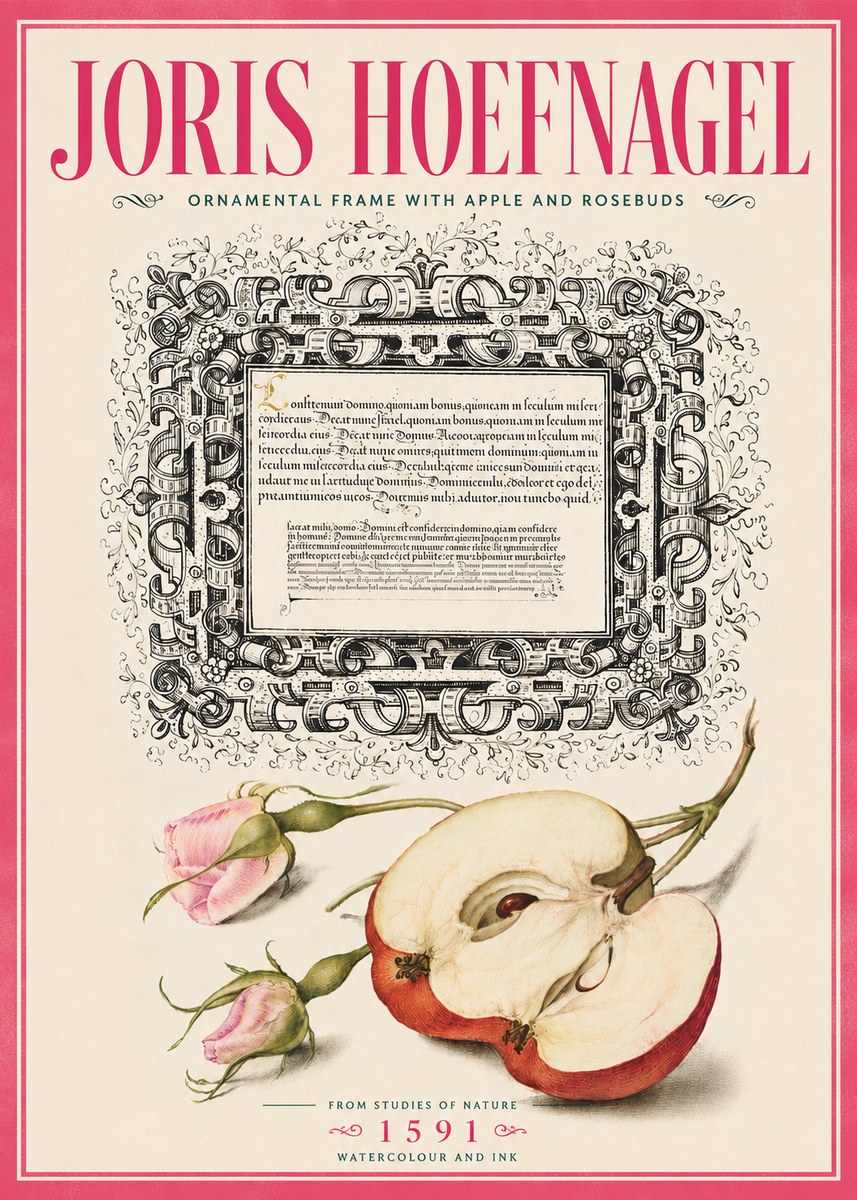 Joris Hoefnagel Illuminated Calligraphy and Botanical Study No6 - Póster
