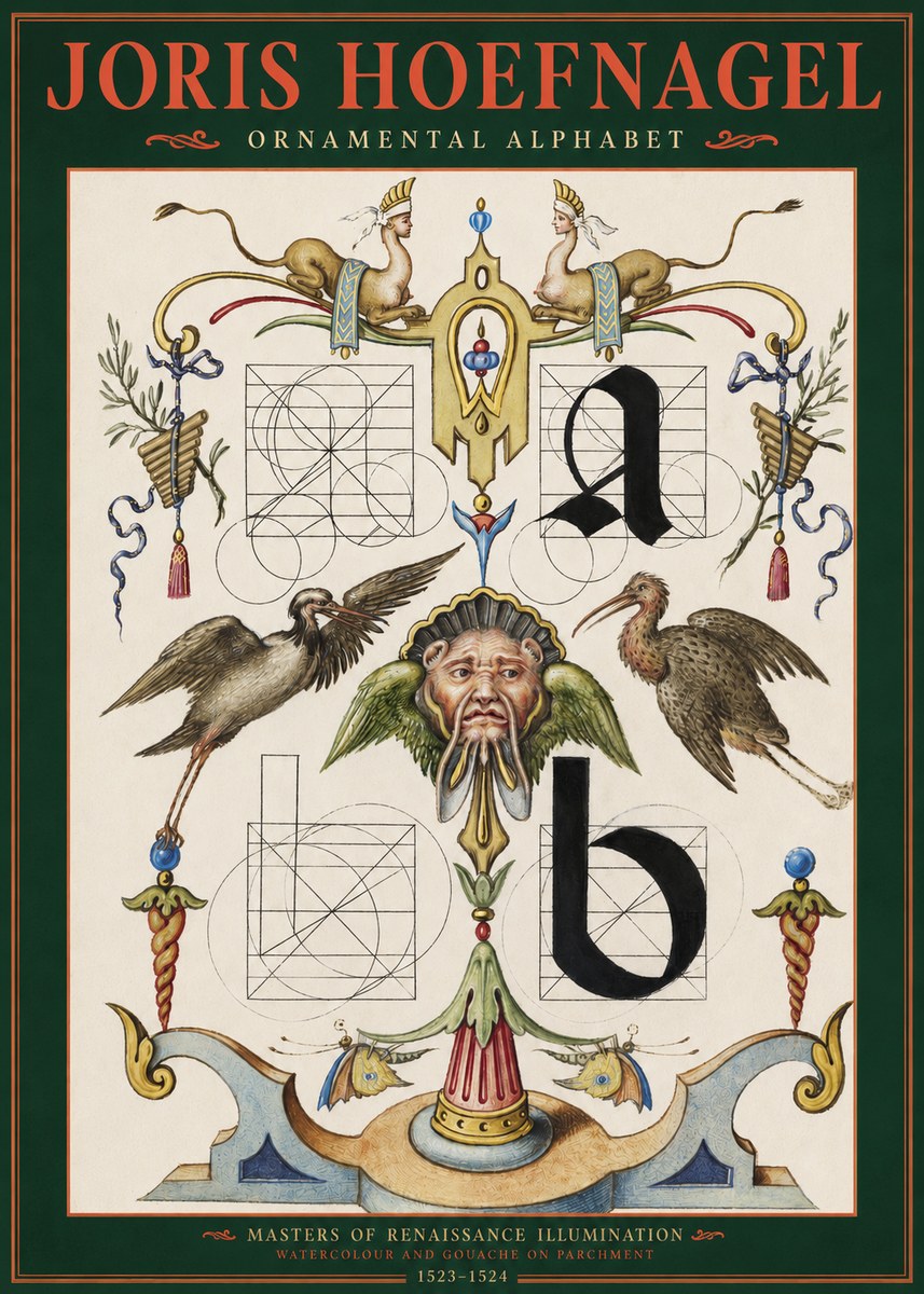 Joris Hoefnagel Ornamental Alphabet No2 - Póster