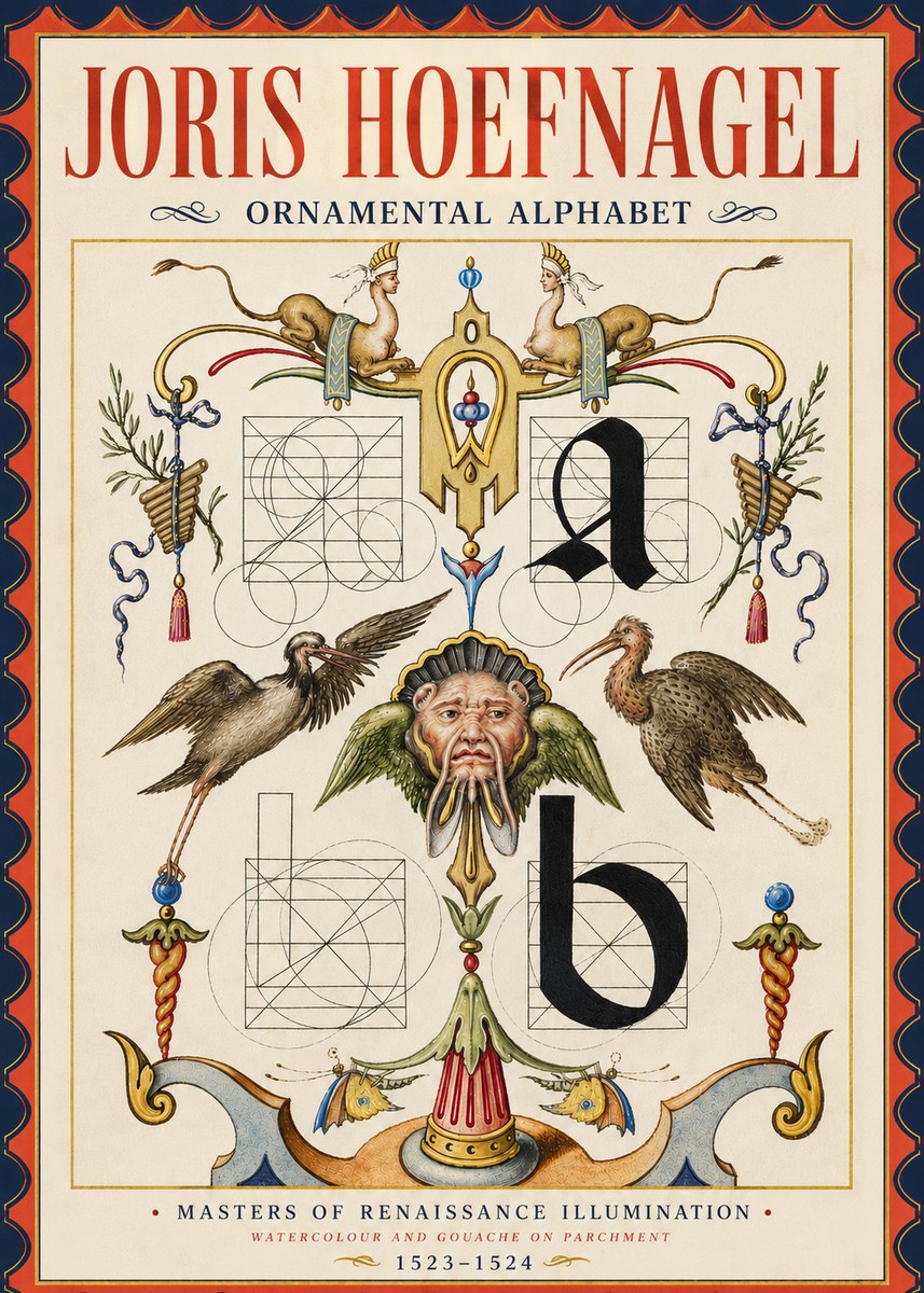 Joris Hoefnagel Ornamental Alphabet No4 - Póster