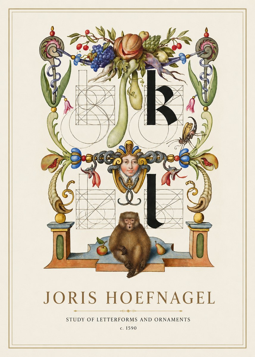 Joris Hoefnagel Study of Letterforms and Ornaments No1 - Póster