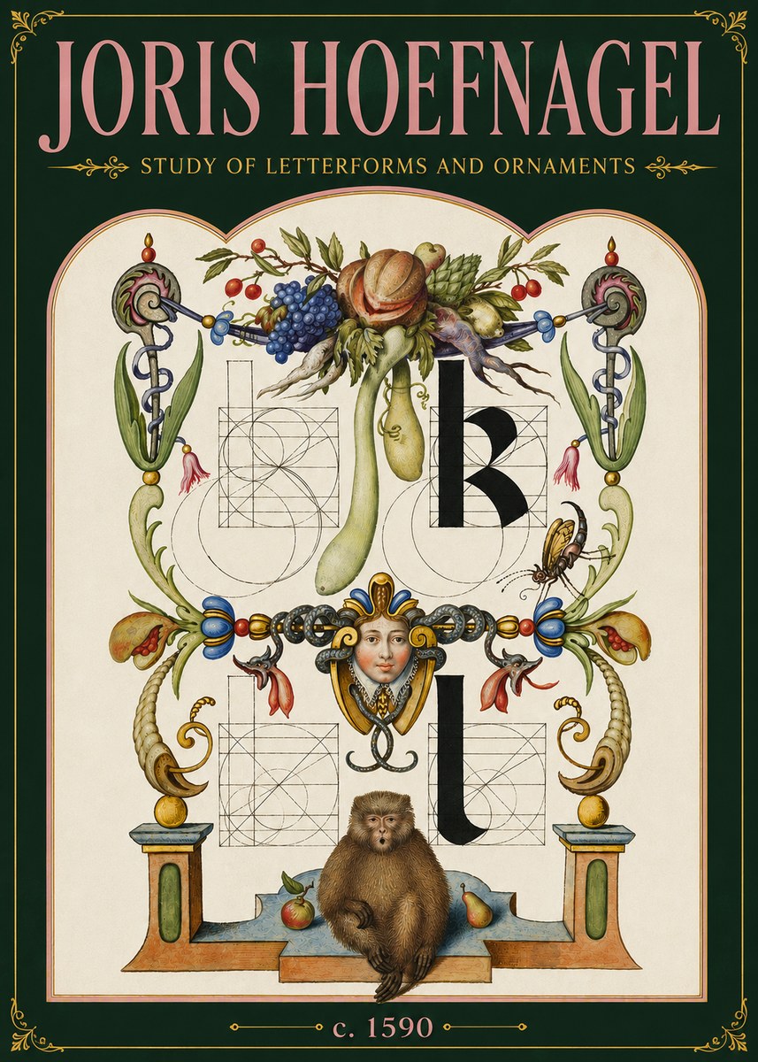 Joris Hoefnagel Study of Letterforms and Ornaments No6 - Póster