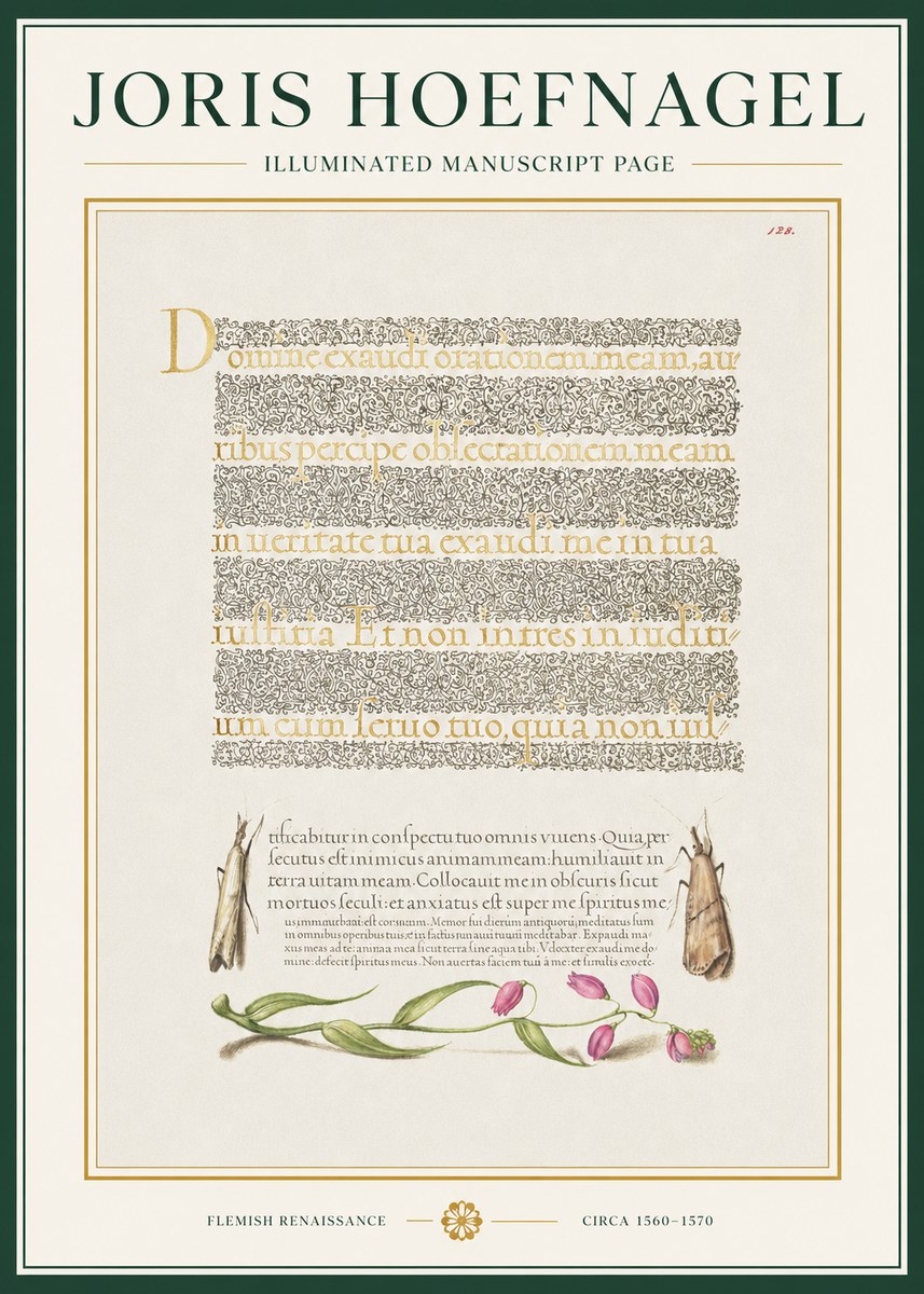 Joris Hoefnagel Illuminated Manuscript Page II No1 - Póster