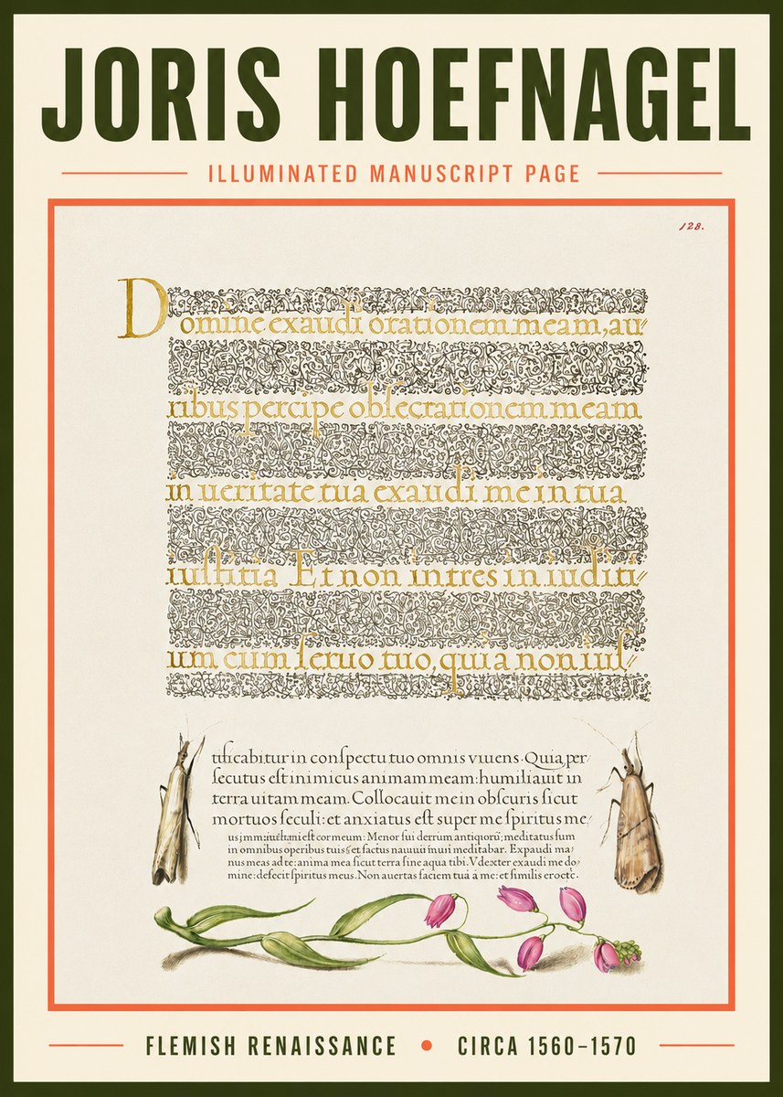 Joris Hoefnagel Illuminated Manuscript Page II No3 - Póster