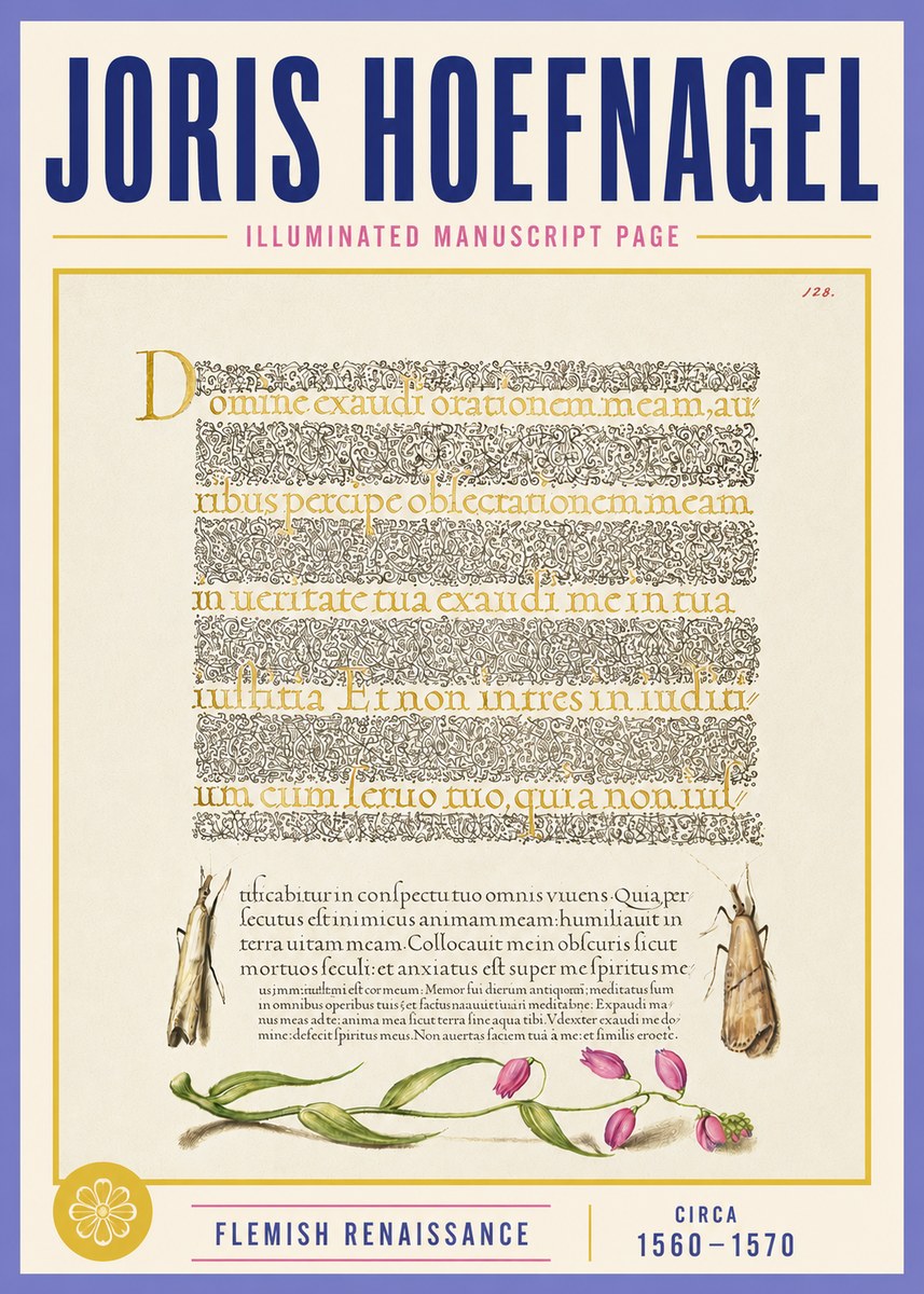 Joris Hoefnagel Illuminated Manuscript Page II No4 - Póster