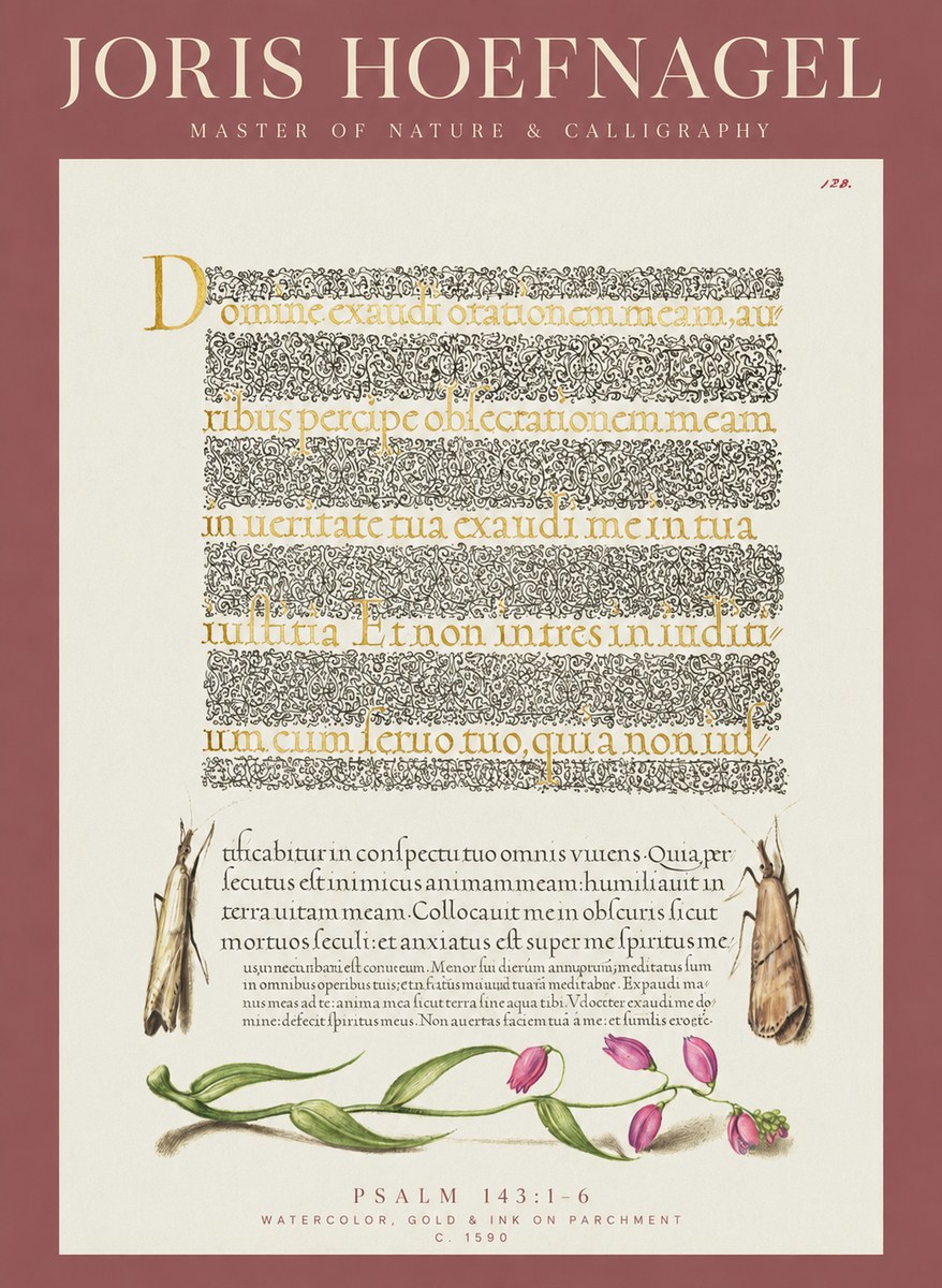 Joris Hoefnagel Illuminated Manuscript Page II No6 - Póster