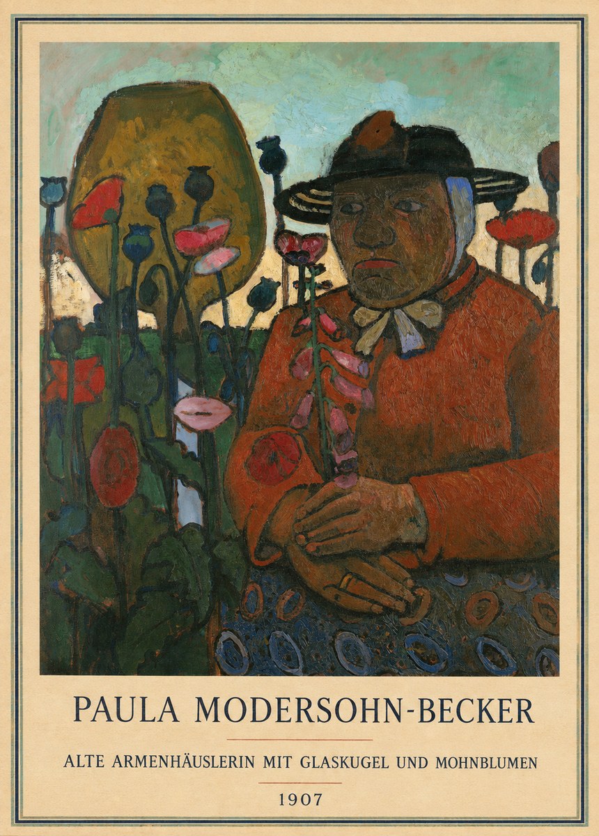 Paula Modersohn-Becker Alte Armenhäuslerin Mit Glaskugel Und Mohnblumen No3 - Póster