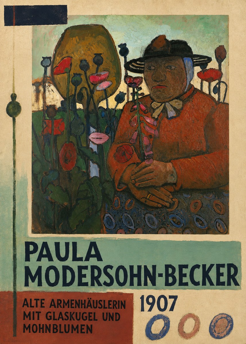 Paula Modersohn-Becker Alte Armenhäuslerin Mit Glaskugel Und Mohnblumen No6 - Póster