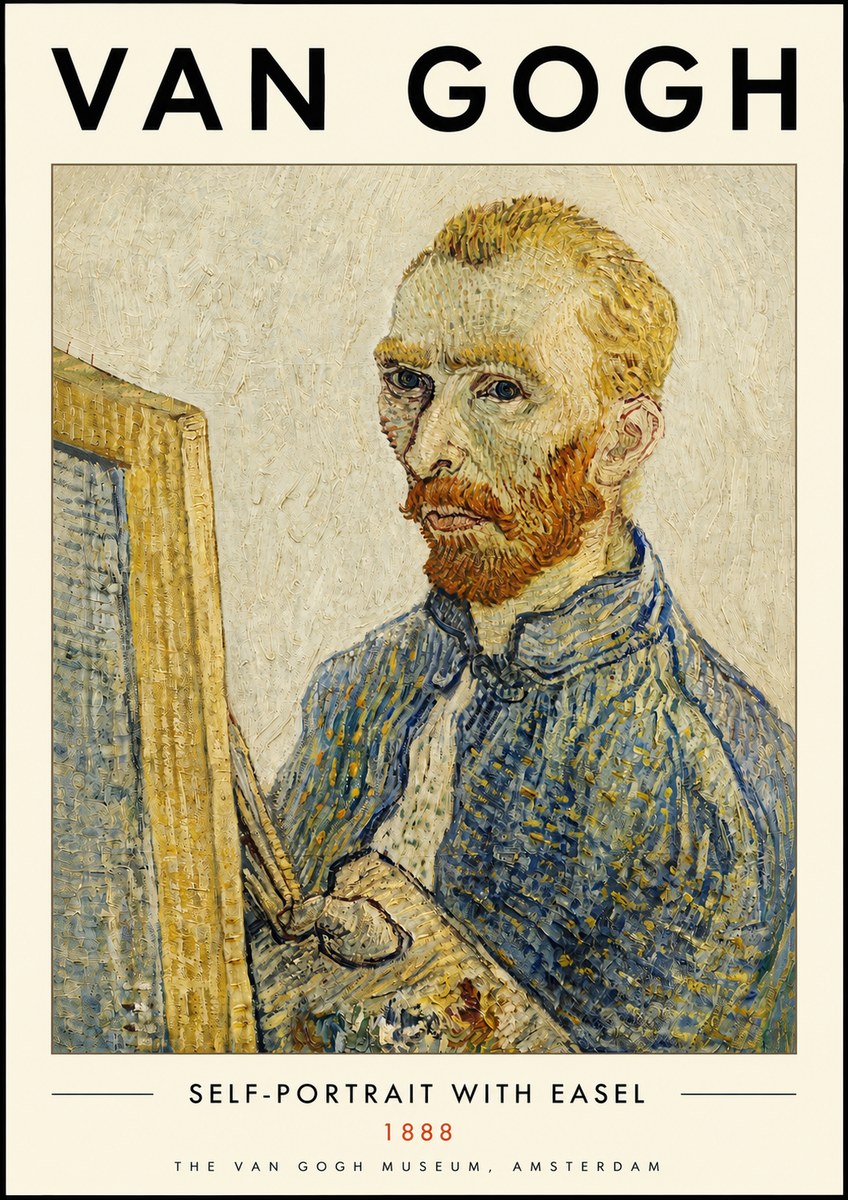 Van Gogh Self-portrait with Easel I No4 - Póster