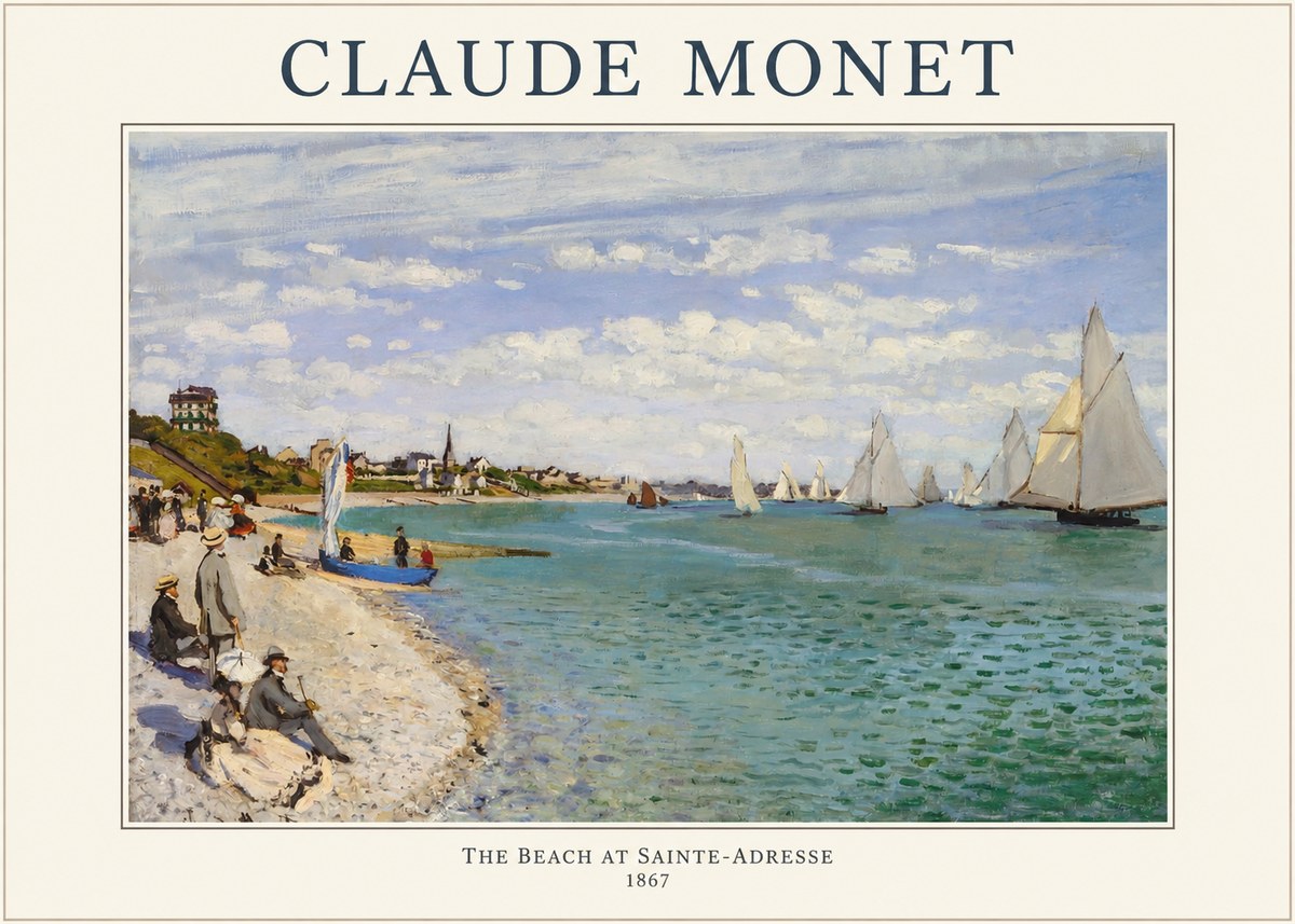 Monet The Beach at Sainte-adresse IV No1 - Póster