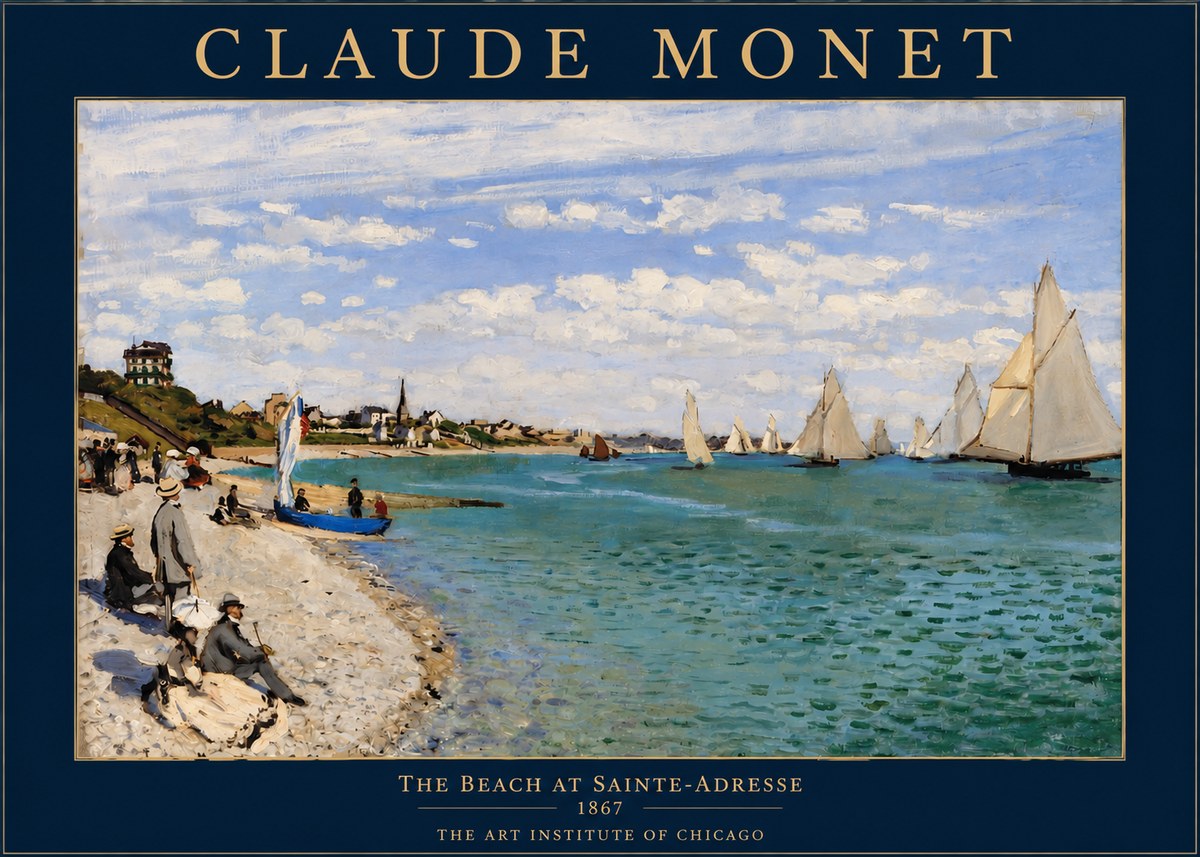 Monet The Beach at Sainte-adresse IV No2 - Póster