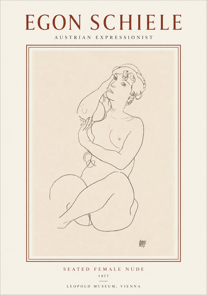 Schiele Seated Female Nude No1 - Póster