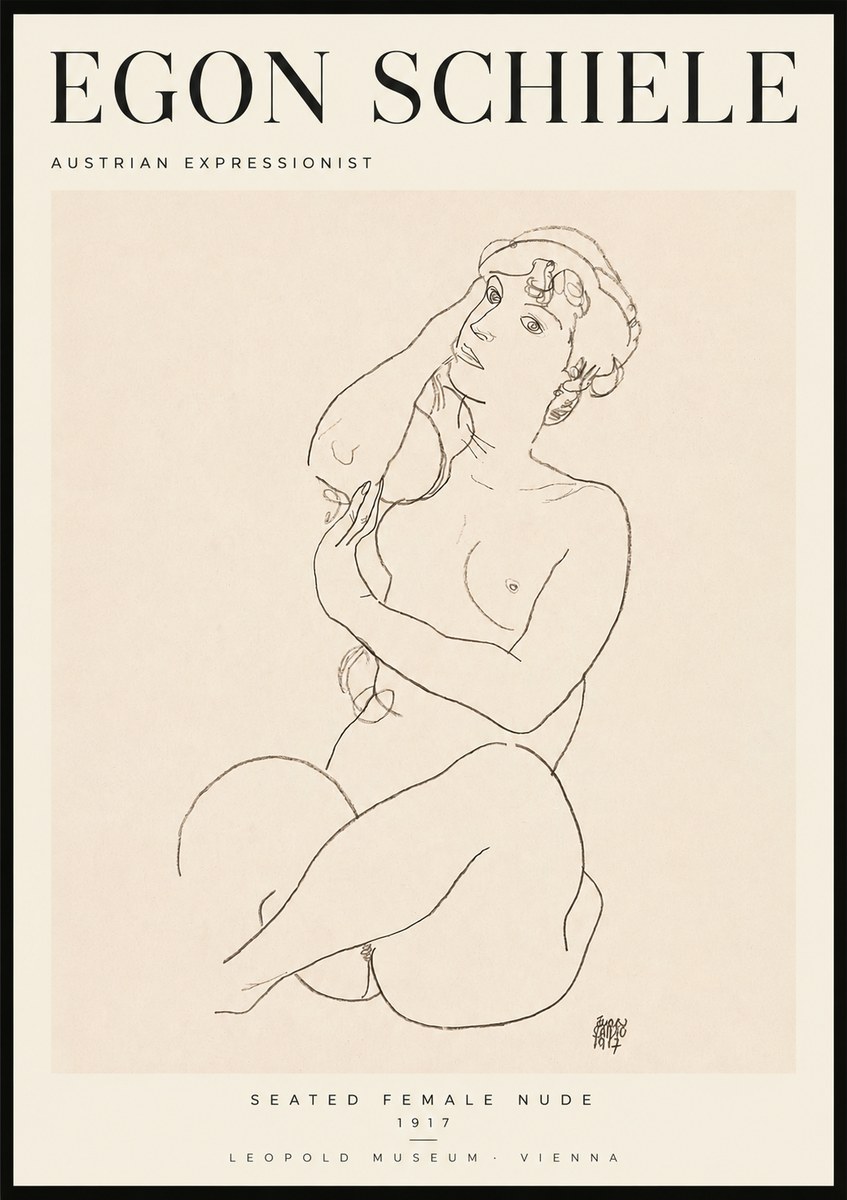 Schiele Seated Female Nude No2 - Póster