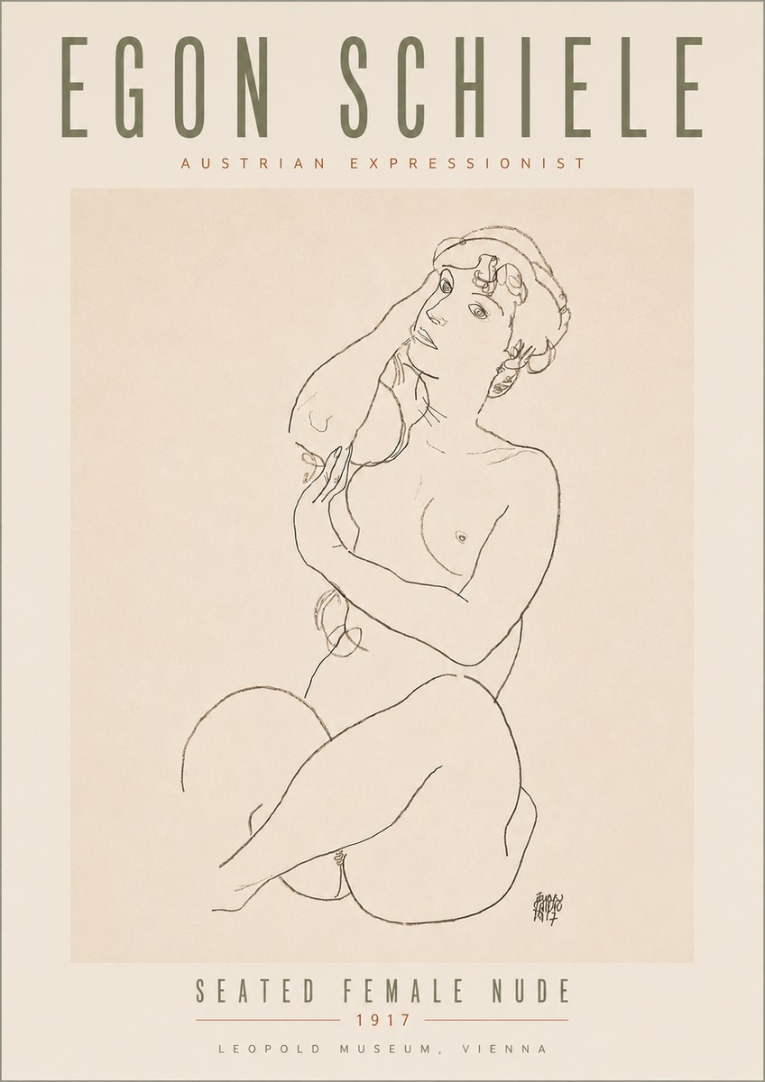 Schiele Seated Female Nude No5 - Póster