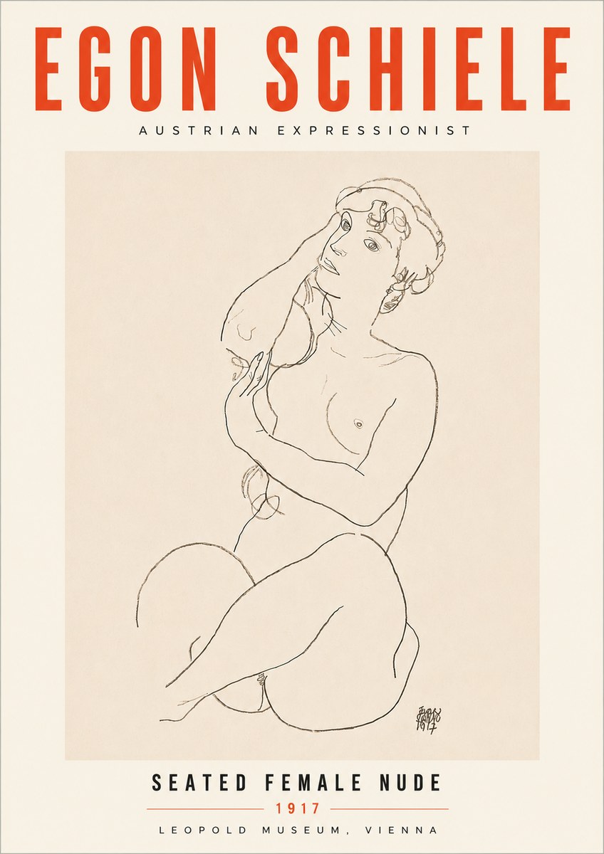 Schiele Seated Female Nude No6 - Póster