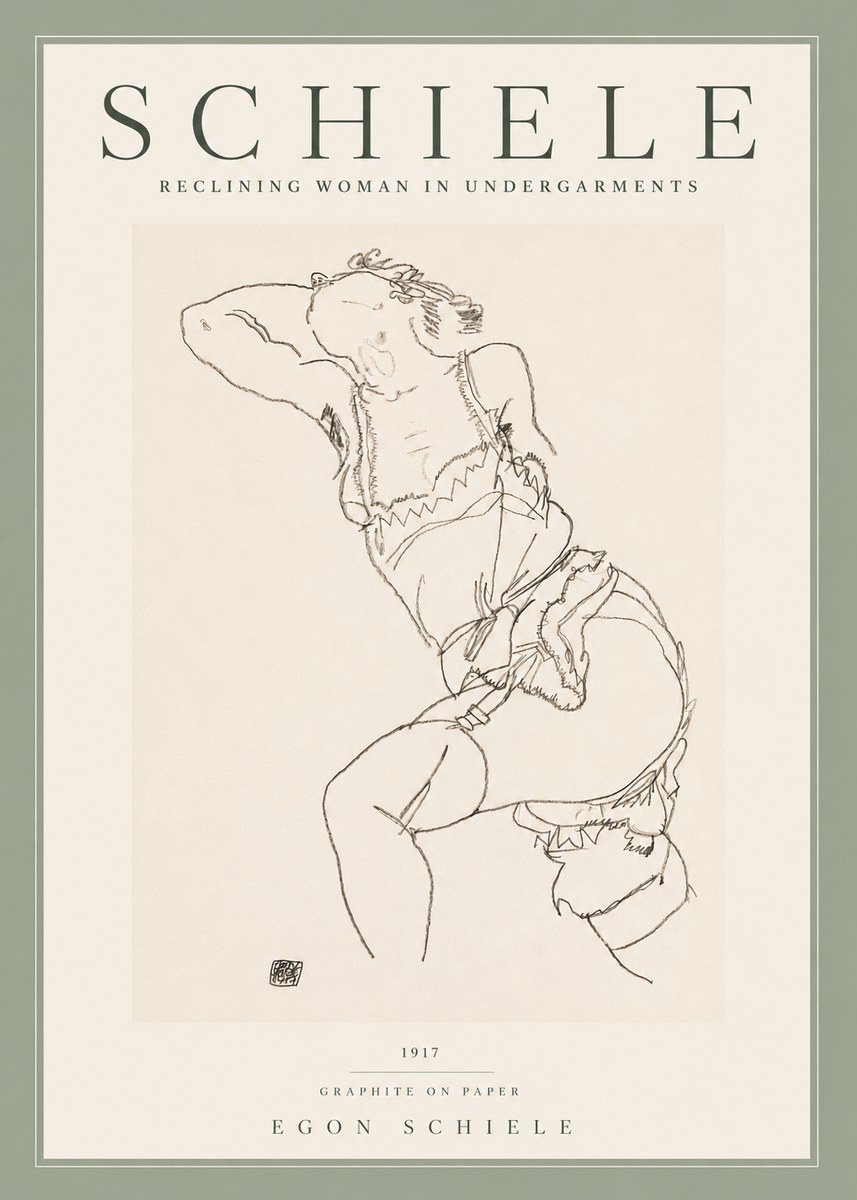 Schiele Reclining Woman in Undergarments No2 - Póster