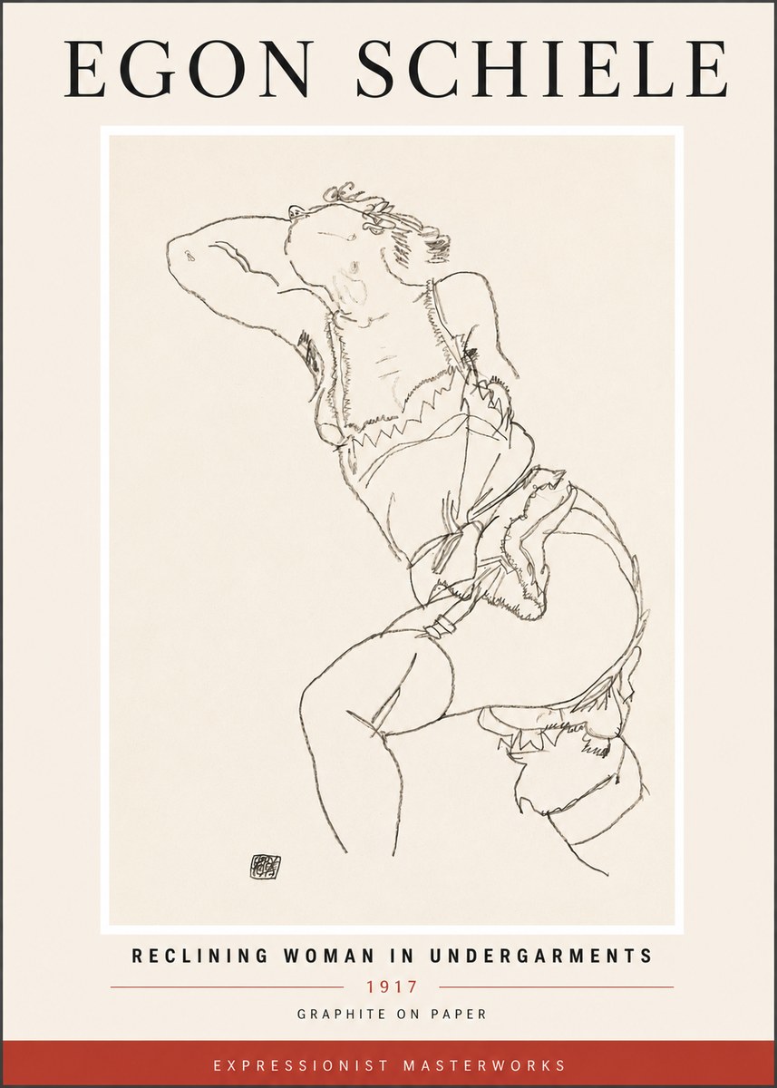 Schiele Reclining Woman in Undergarments No4 - Póster