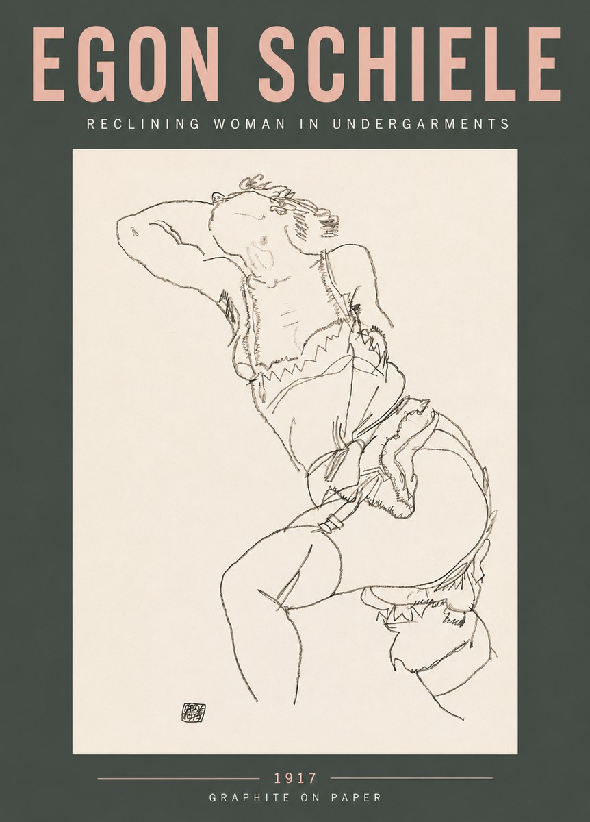 Schiele Reclining Woman in Undergarments No5 - Póster