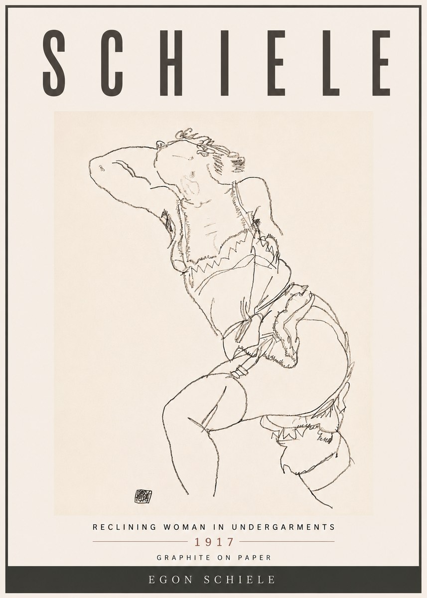 Schiele Reclining Woman in Undergarments No6 - Póster