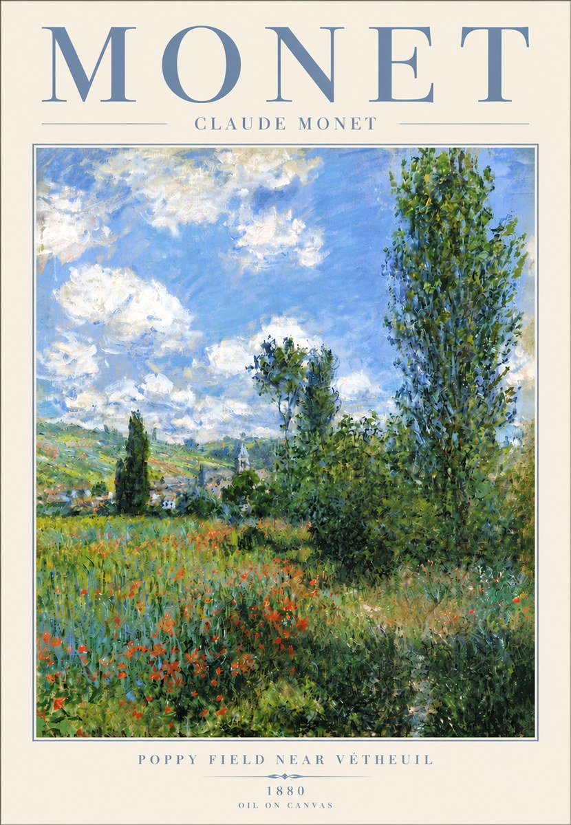 Monet Poppy Field Near Vétheuil No4 - Póster