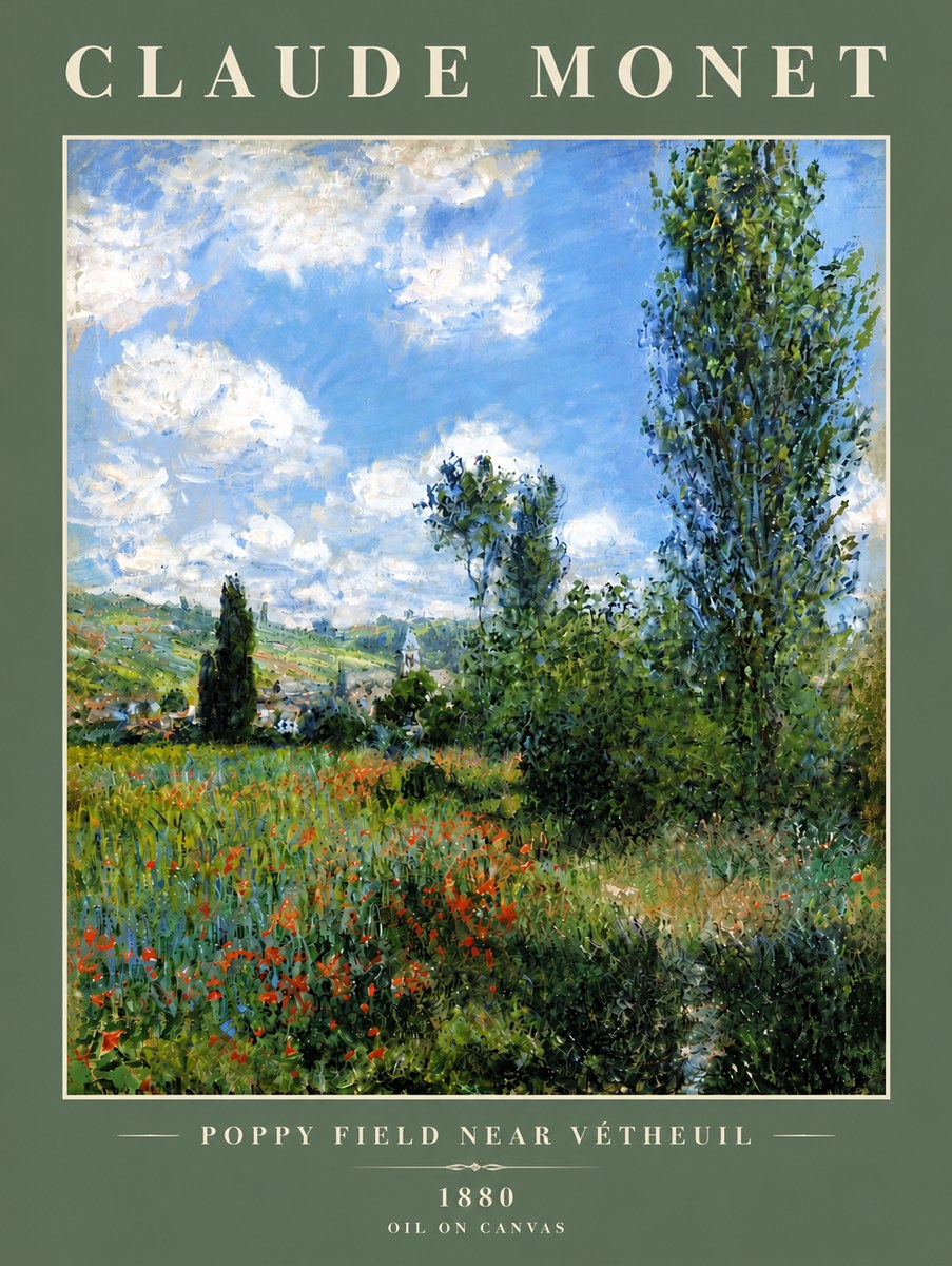 Monet Poppy Field Near Vétheuil No5 - Póster