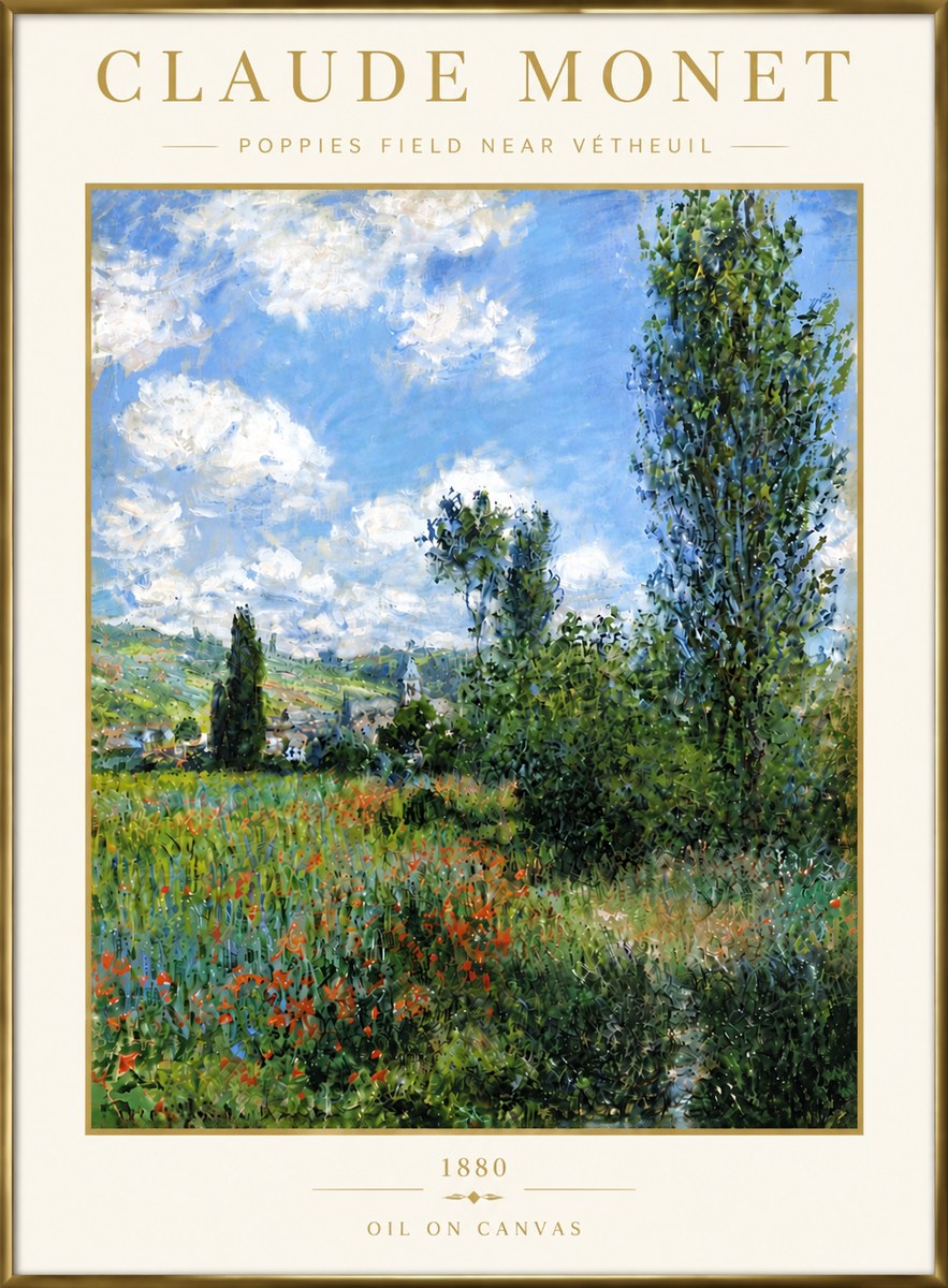 Monet Poppy Field Near Vétheuil No6 - Póster