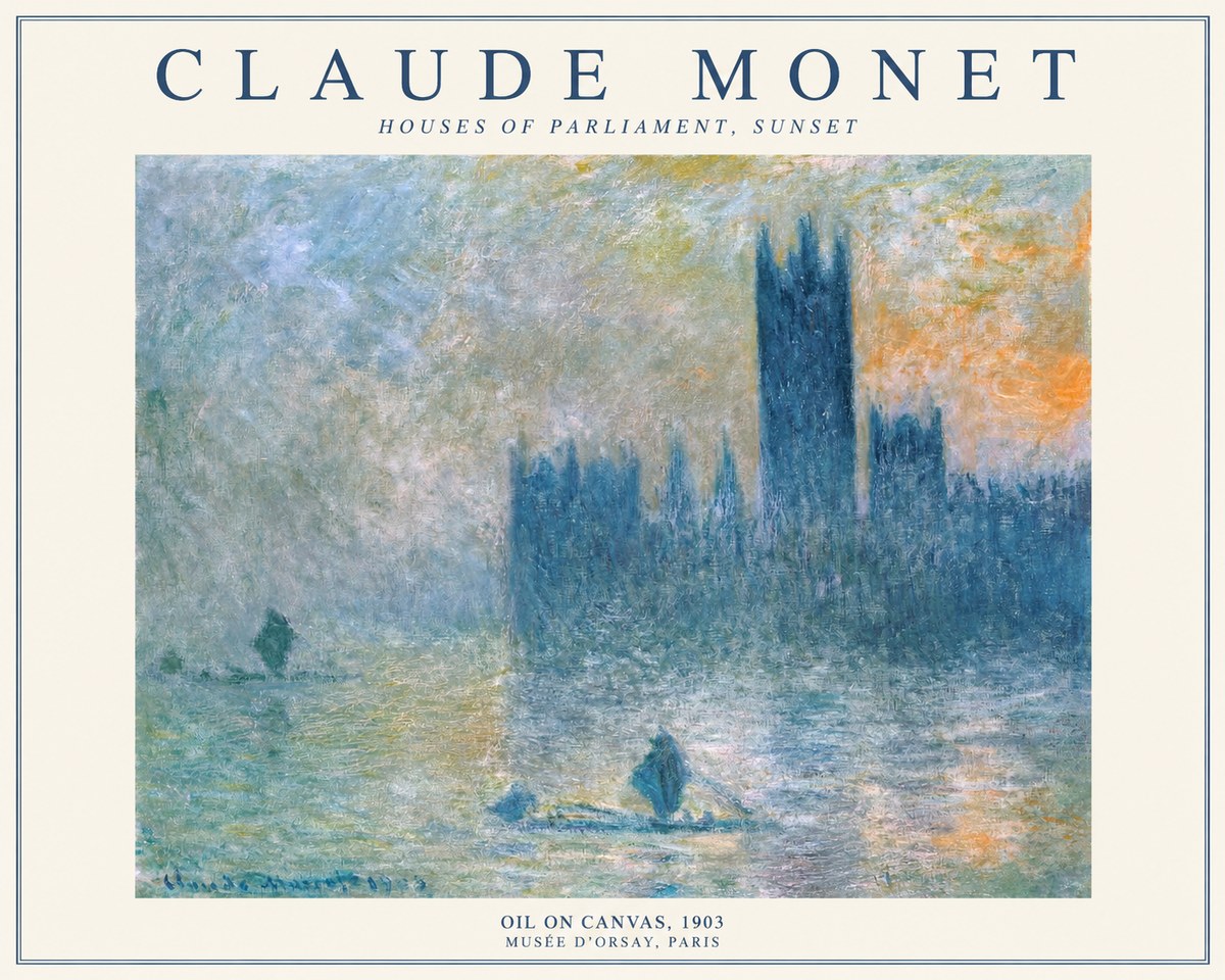 Monet Houses of Parliament, Sunset No1 - Póster