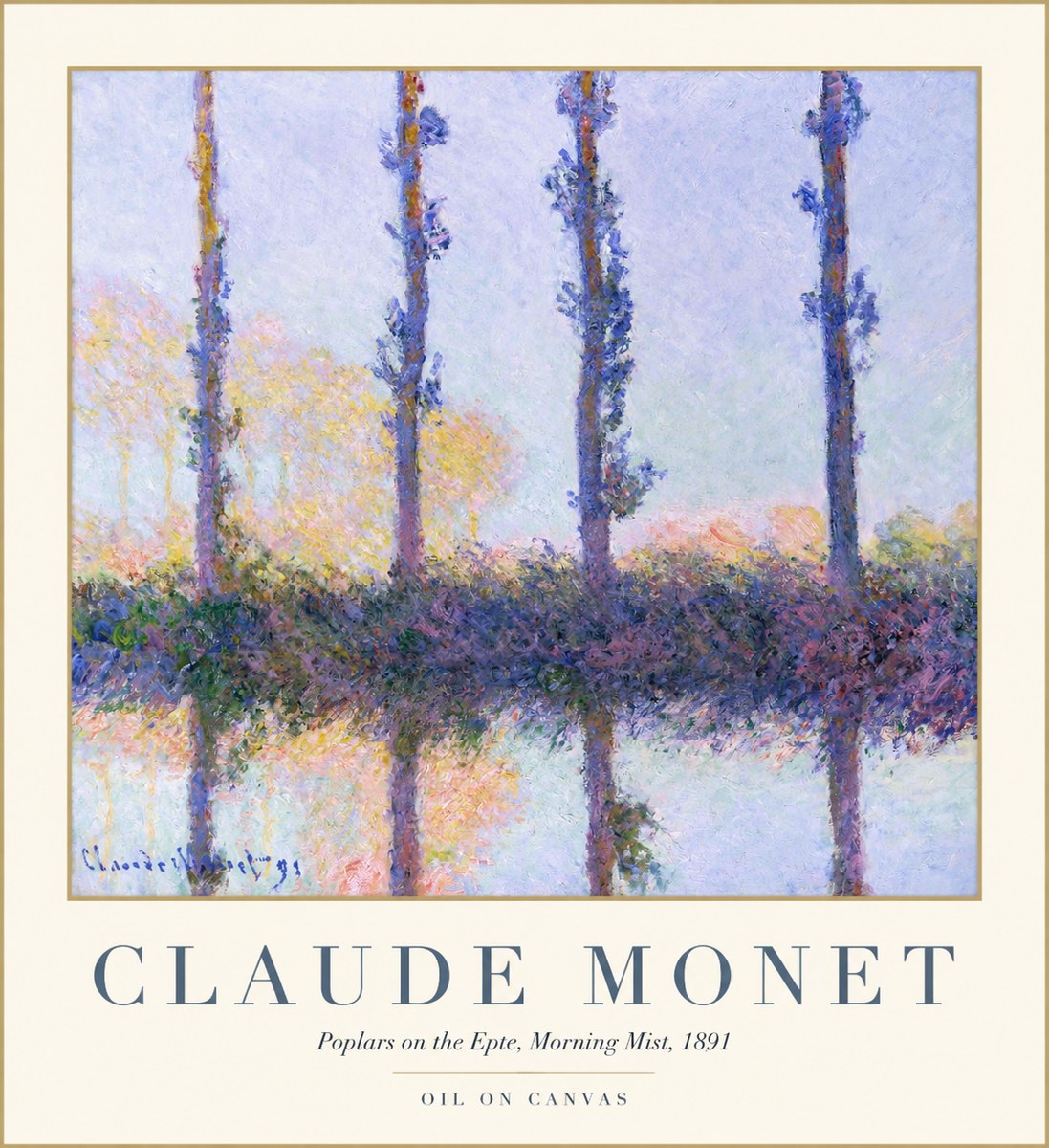 Monet Poplars on the Epte, Morning Mist, 1891 No1 - Póster