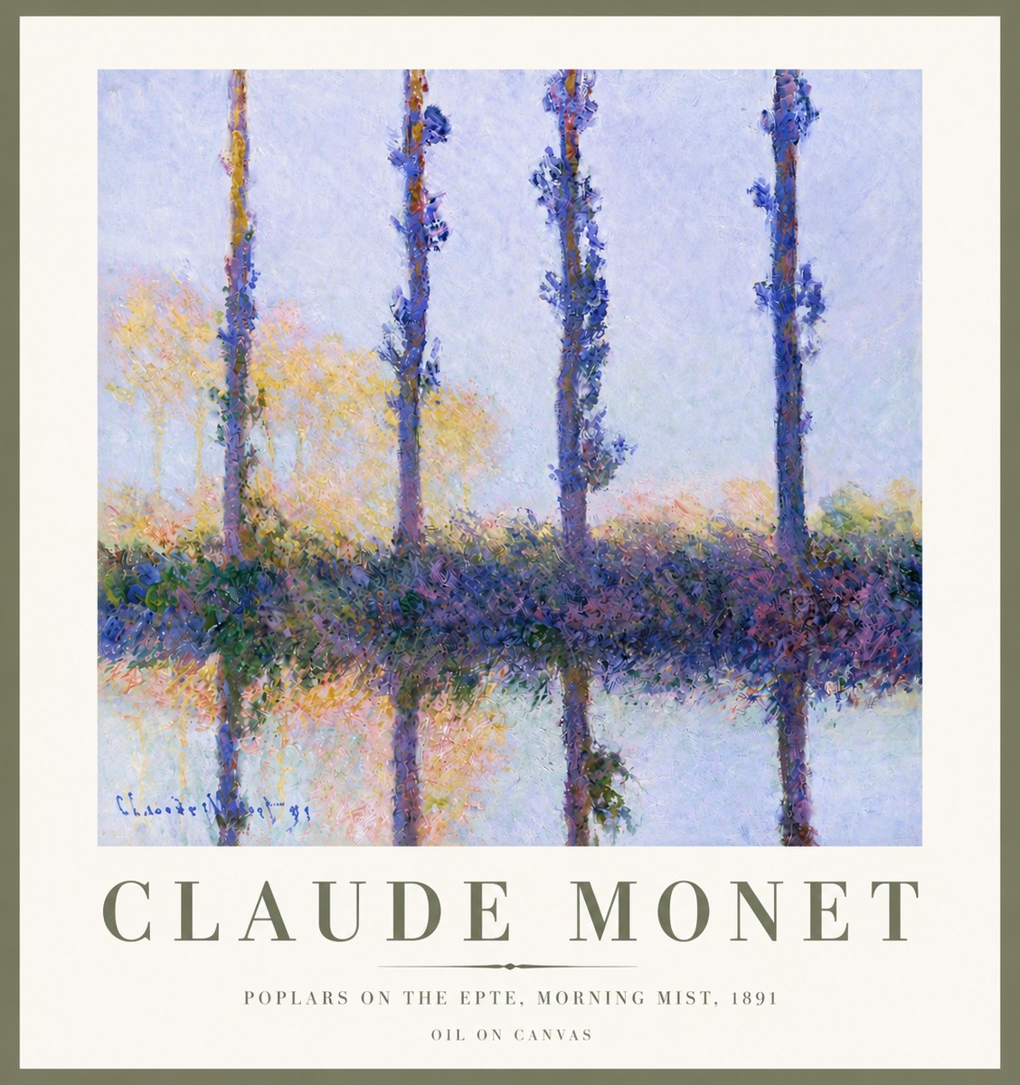 Monet Poplars on the Epte, Morning Mist, 1891 No4 - Póster