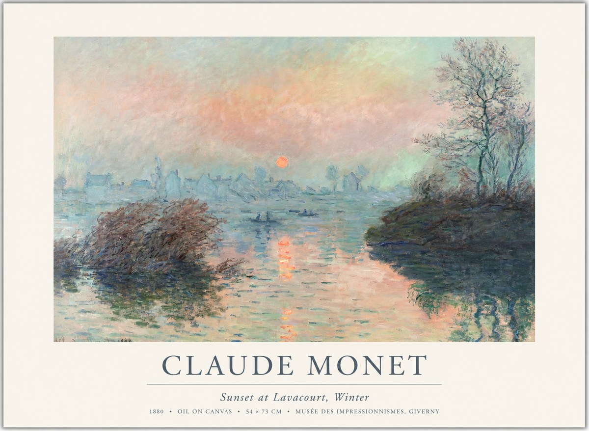 Monet Sunset at Lavacourt, Winter No1 - Póster