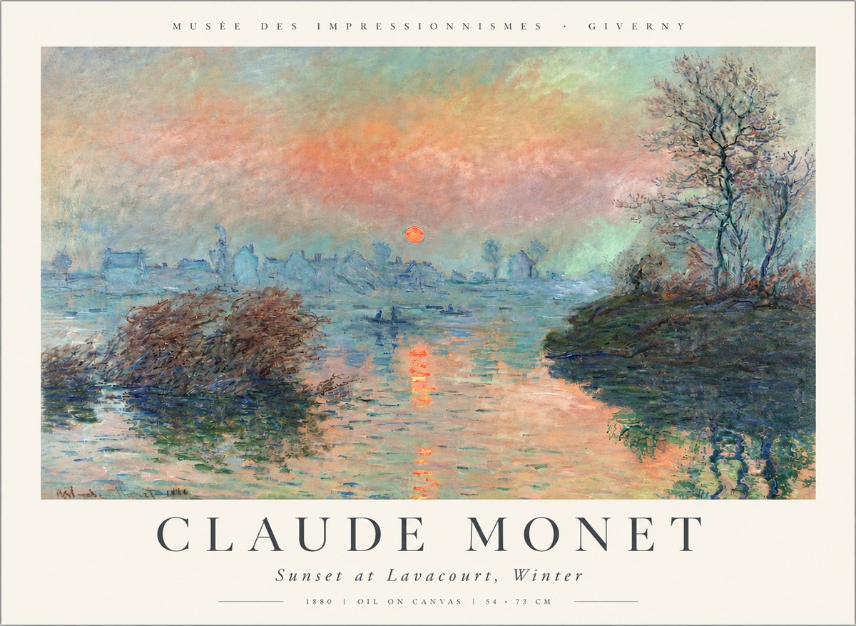 Monet Sunset at Lavacourt, Winter No3 - Póster