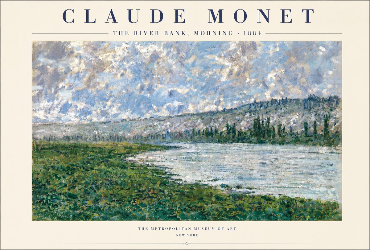 Monet The River Bank, Morning No4 - Póster