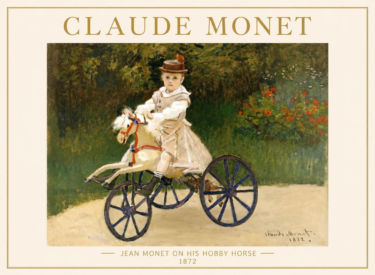 Monet Jean Monet on His Hobby Horse No1 - Póster