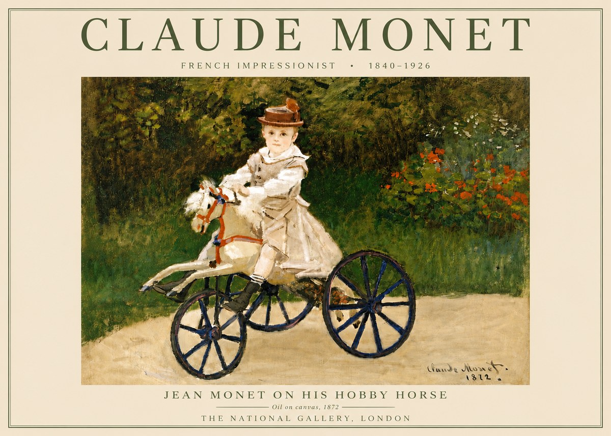 Monet Jean Monet on His Hobby Horse No4 - Póster