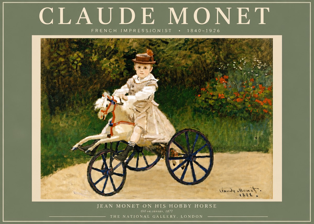Monet Jean Monet on His Hobby Horse No5 - Póster