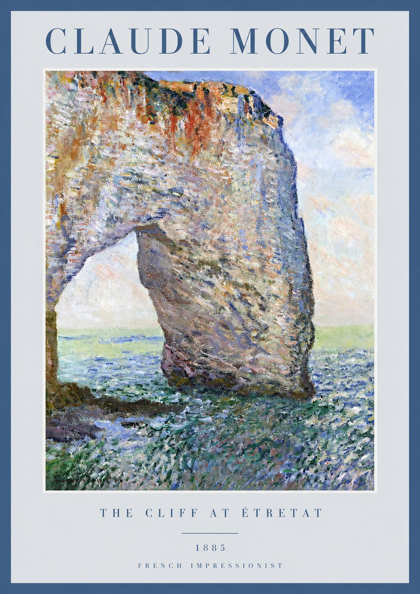 Monet The Cliff at Étretat No2 - Póster