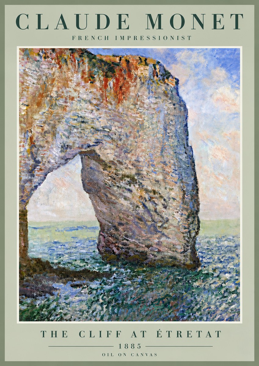 Monet The Cliff at Étretat No5 - Póster